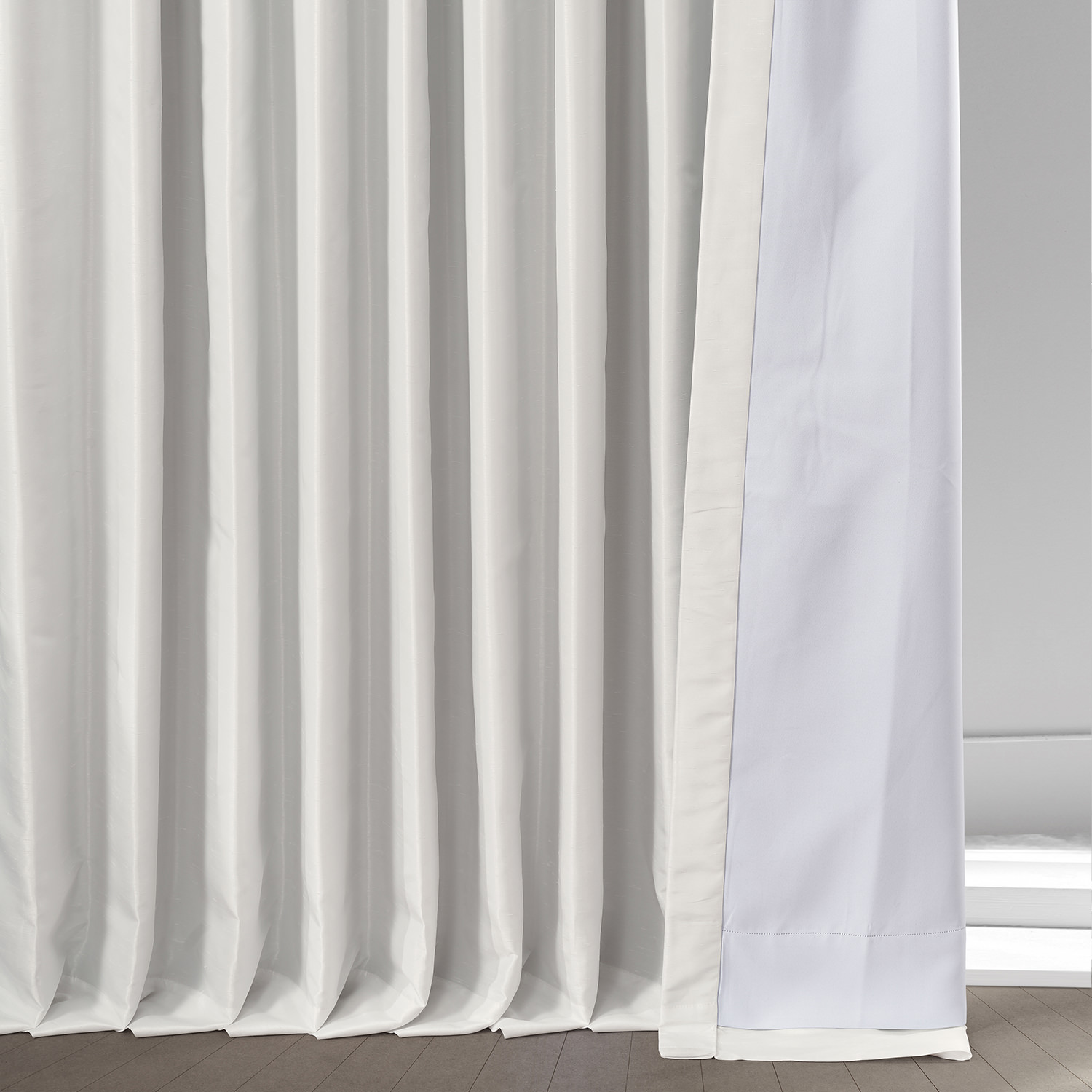 Off White Blackout Extra Wide Vintage Textured Faux Dupioni Curtain