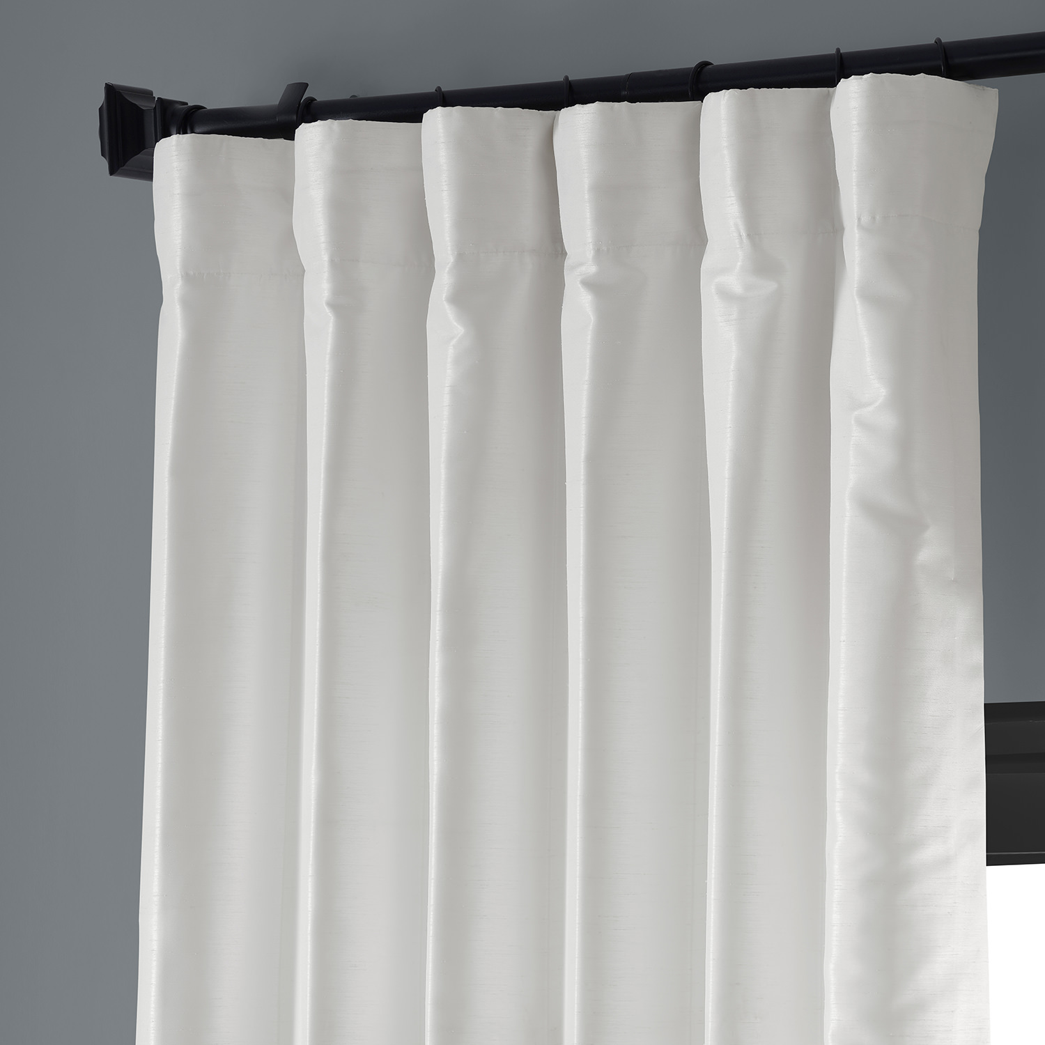 Off White Blackout Vintage Textured Faux Dupioni Curtain