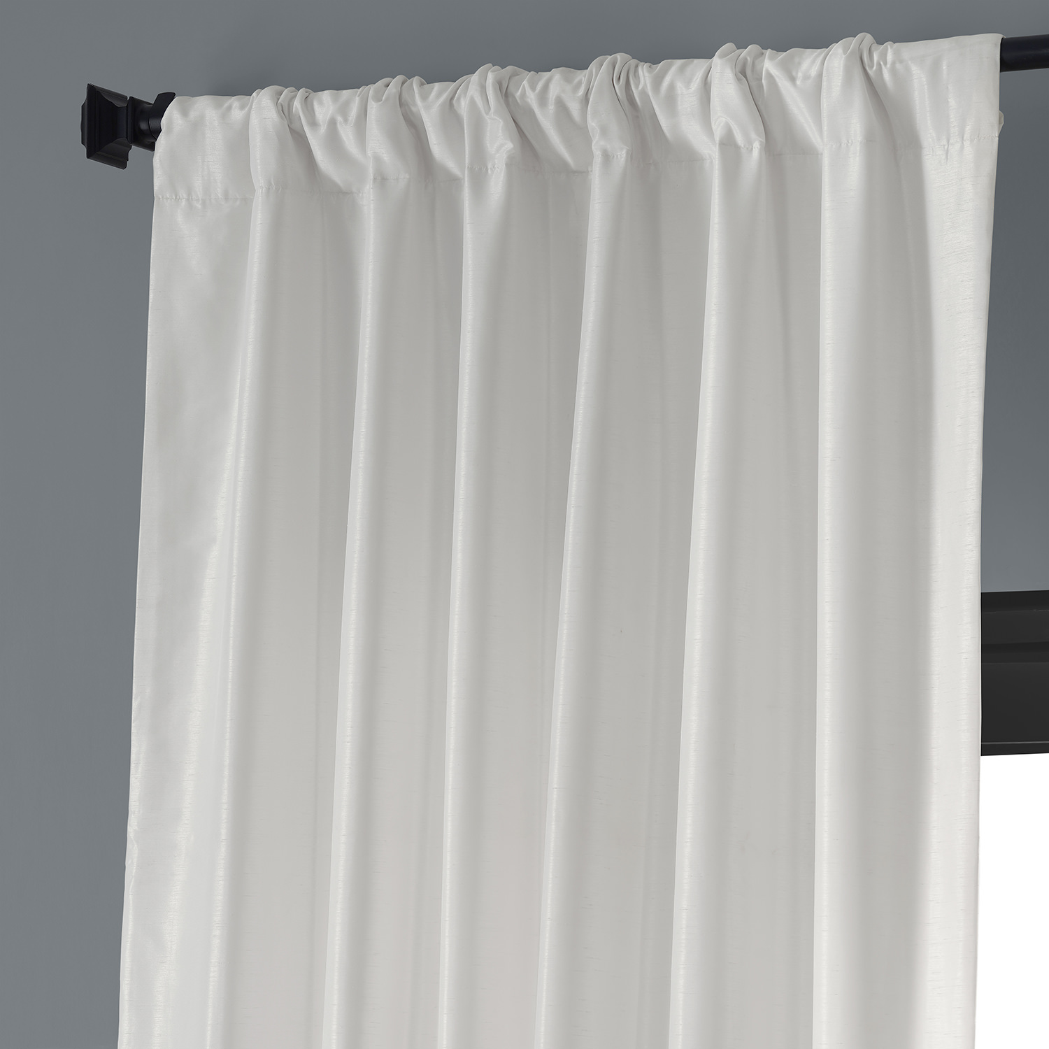 Off White Blackout Vintage Textured Faux Dupioni Curtain