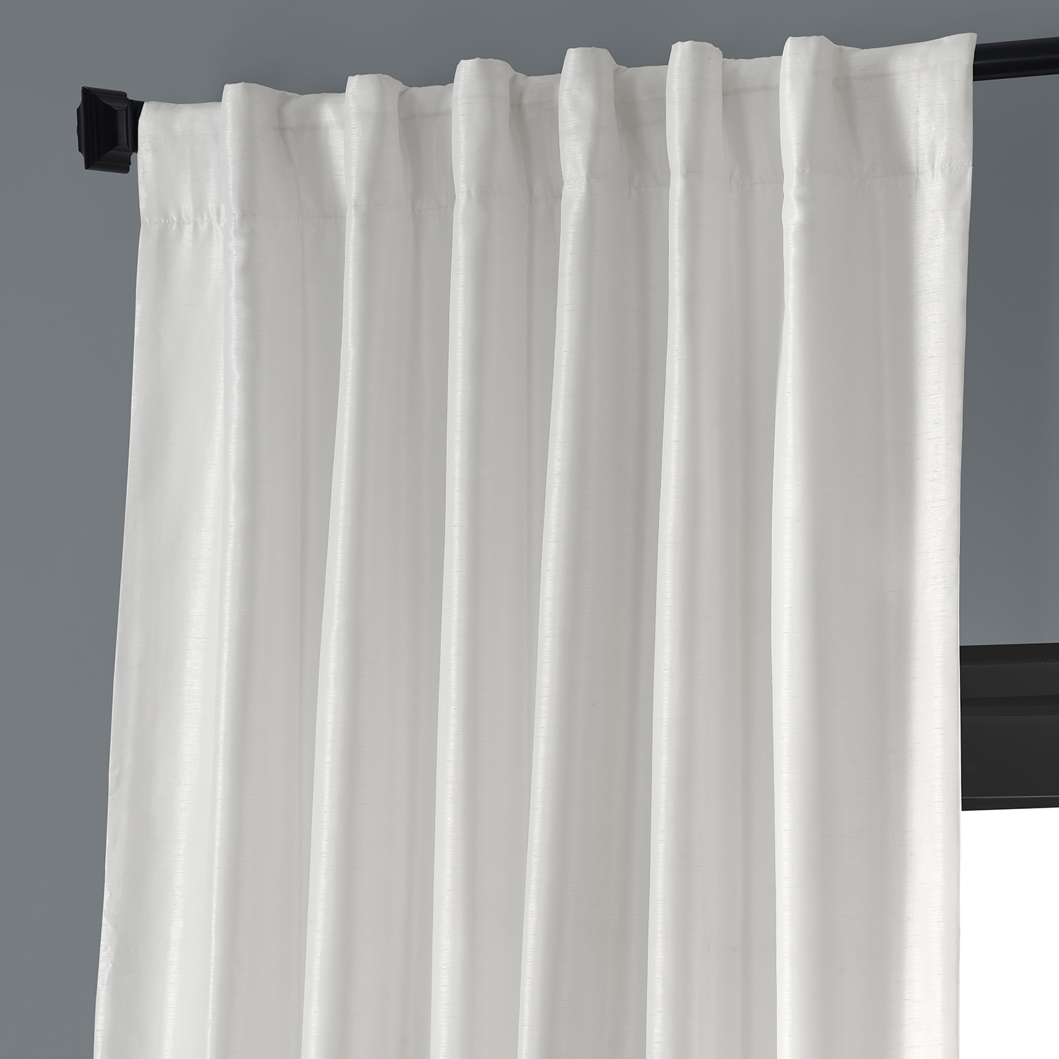 Off White Blackout Vintage Textured Faux Dupioni Curtain