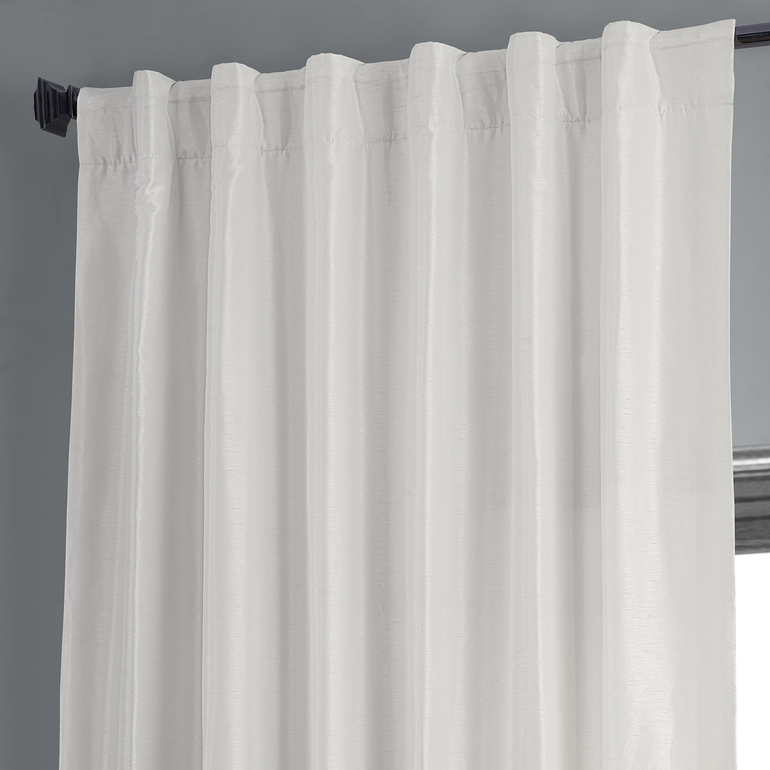 Off White Vintage Textured Faux Dupioni Silk Curtain