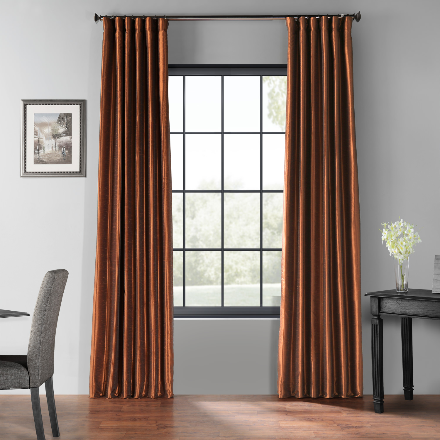 Copper Kettle Blackout Vintage Textured Faux Dupioni Silk Curtain