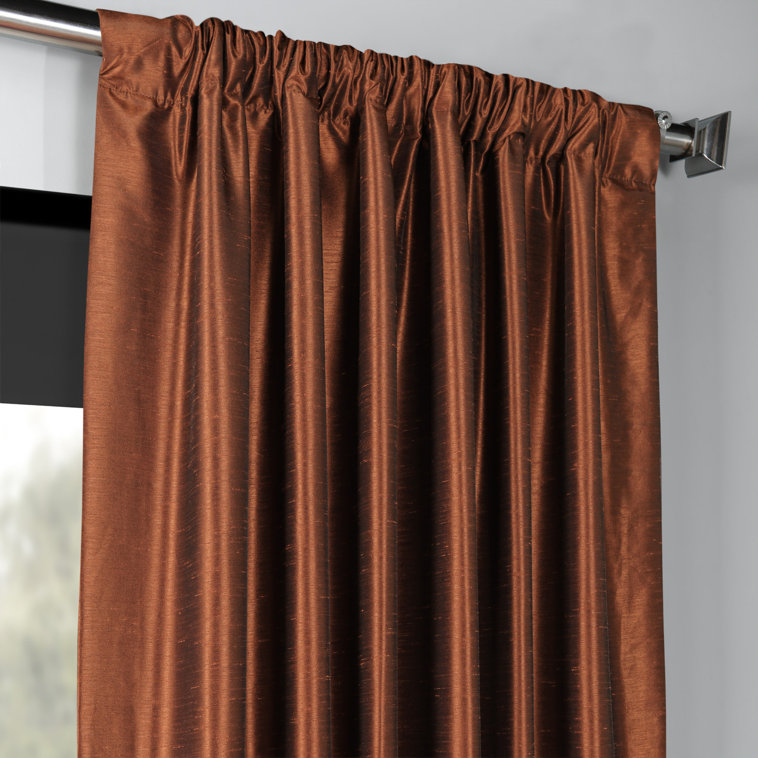 Copper Kettle Blackout Vintage Textured Faux Dupioni Silk Curtain