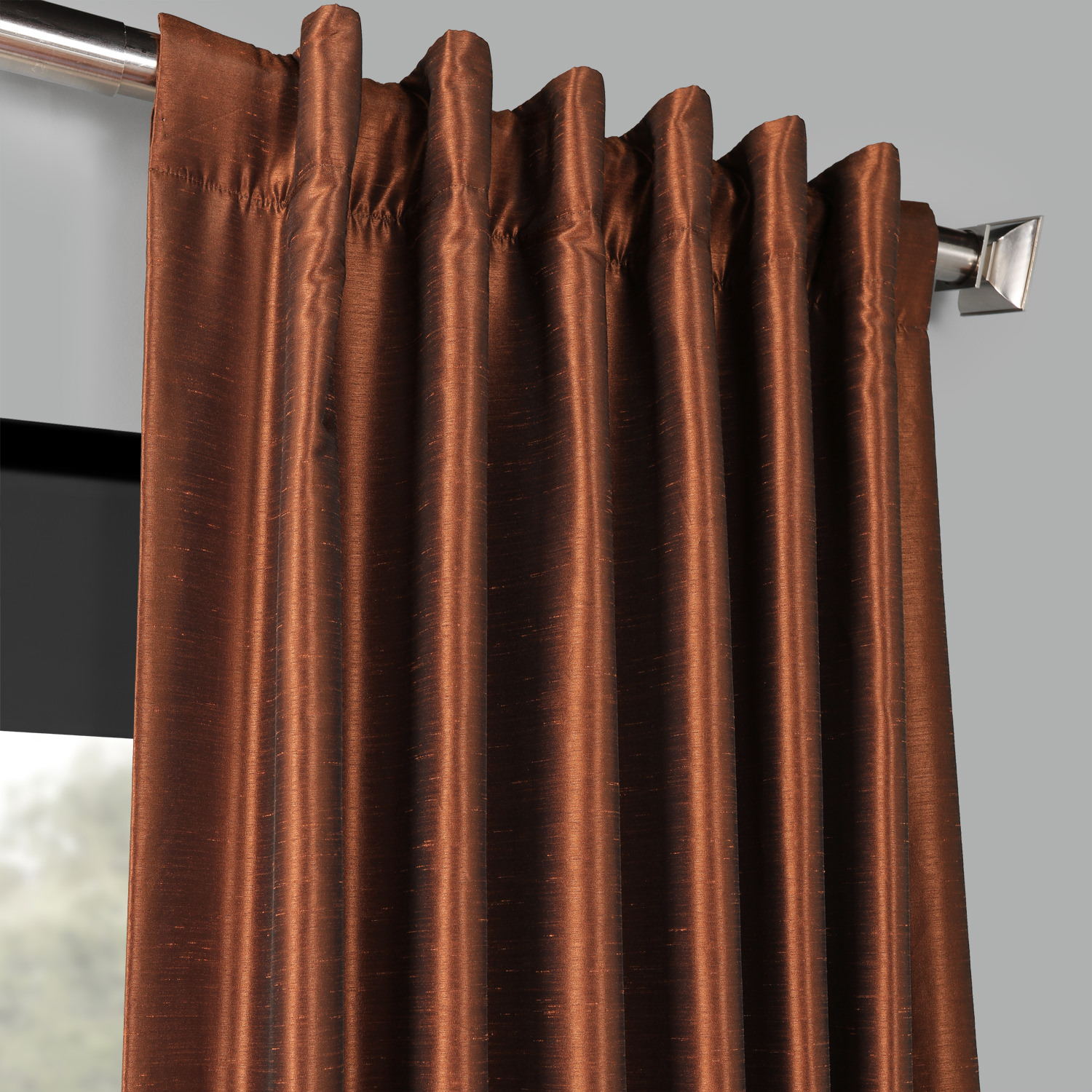 Copper Kettle Blackout Vintage Textured Faux Dupioni Silk Curtain