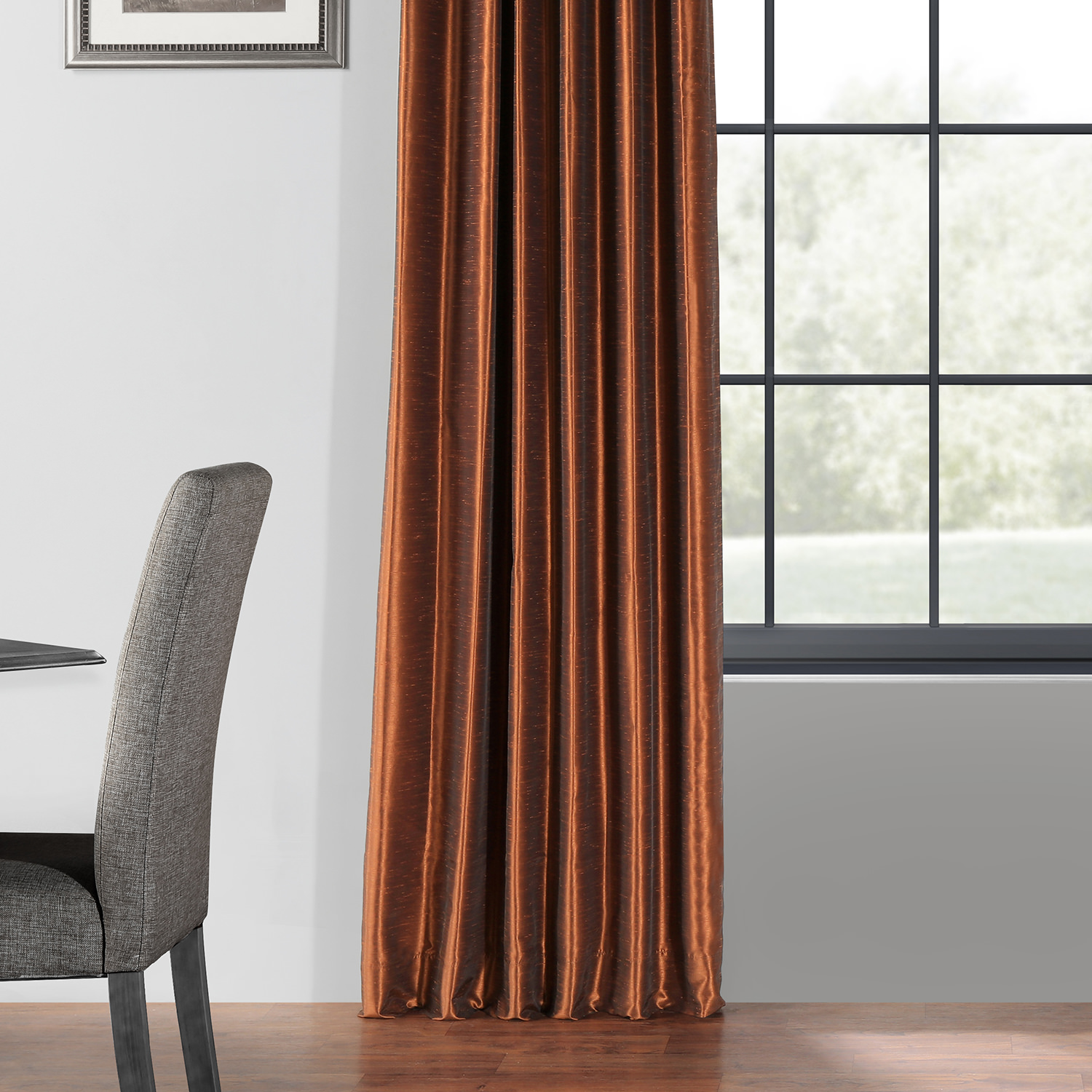 Copper Kettle Blackout Vintage Textured Faux Dupioni Silk Curtain