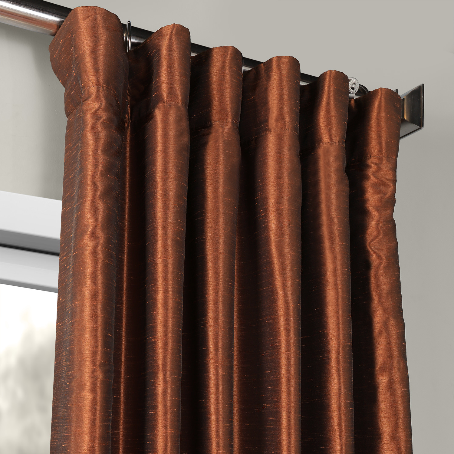 Copper Kettle Vintage Textured Faux Dupioni Silk Curtain