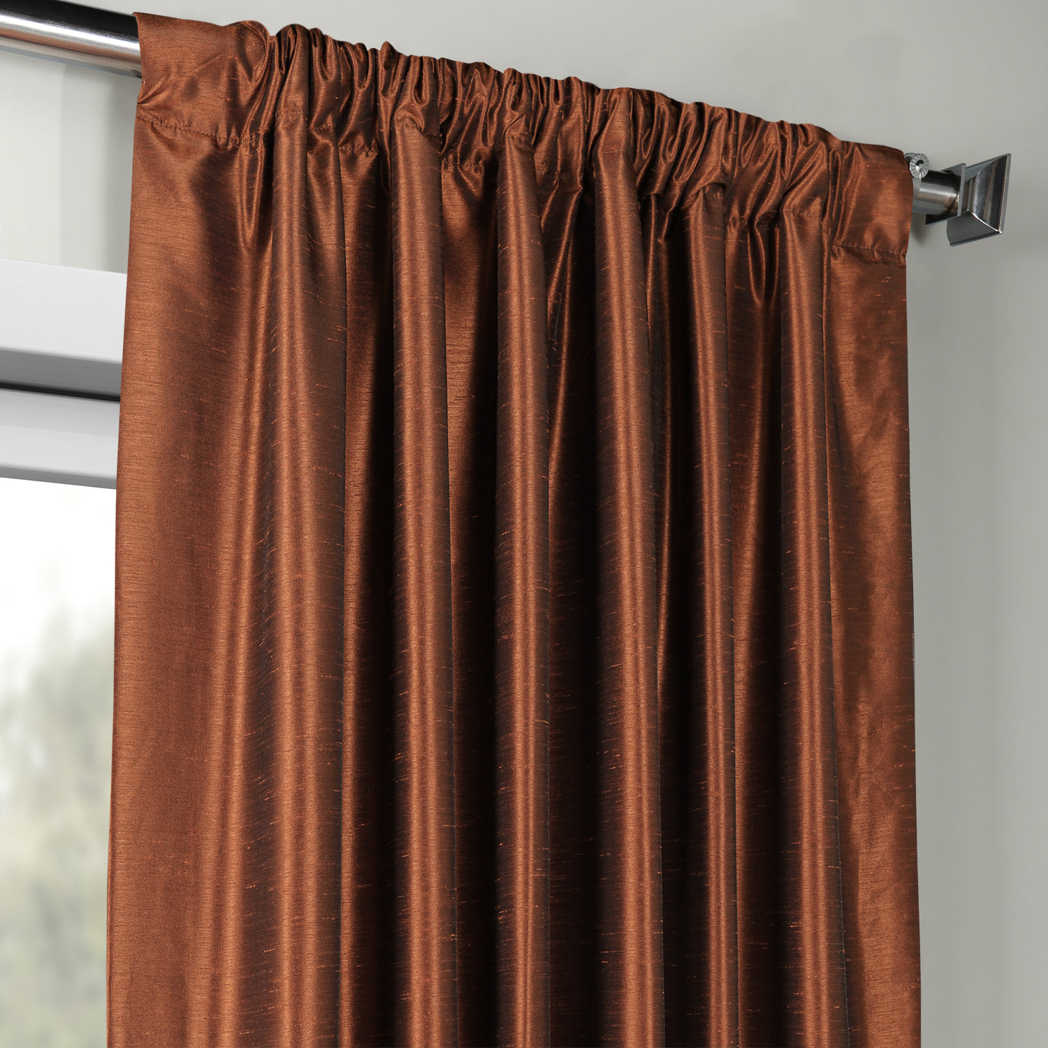 Copper Kettle Vintage Textured Faux Dupioni Silk Curtain