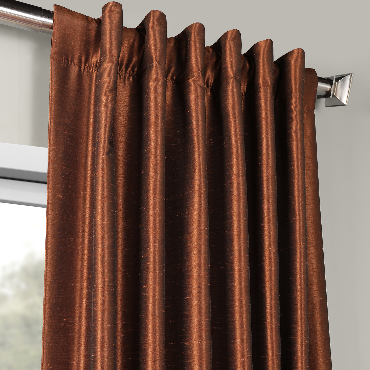 Copper Kettle Vintage Textured Faux Dupioni Silk Curtain