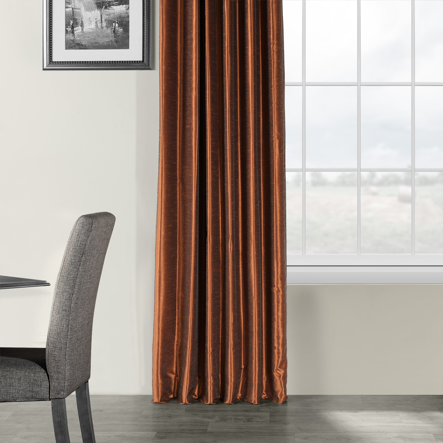 Copper Kettle Vintage Textured Faux Dupioni Silk Curtain