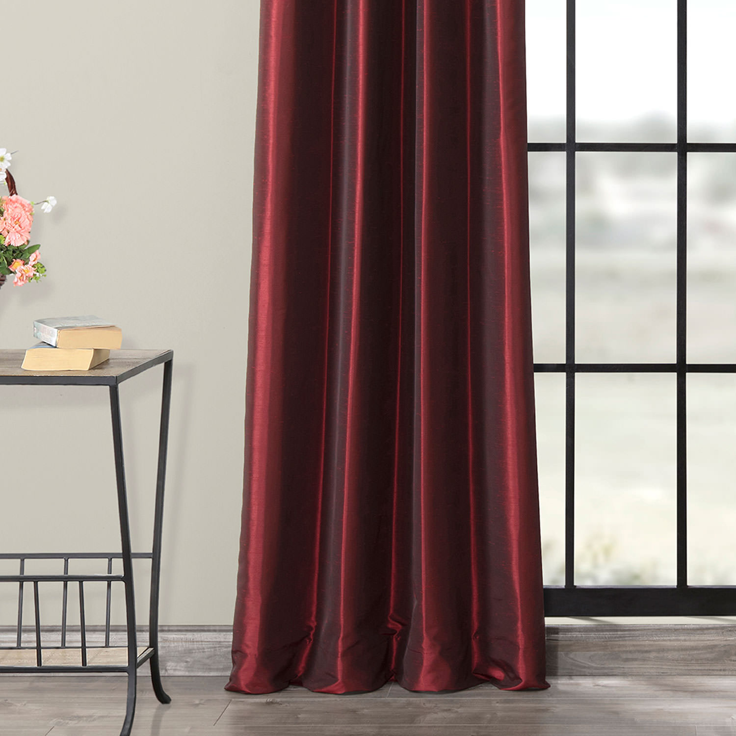 Ruby Grommet Blackout Vintage Textured Faux Dupioni Silk Curtain