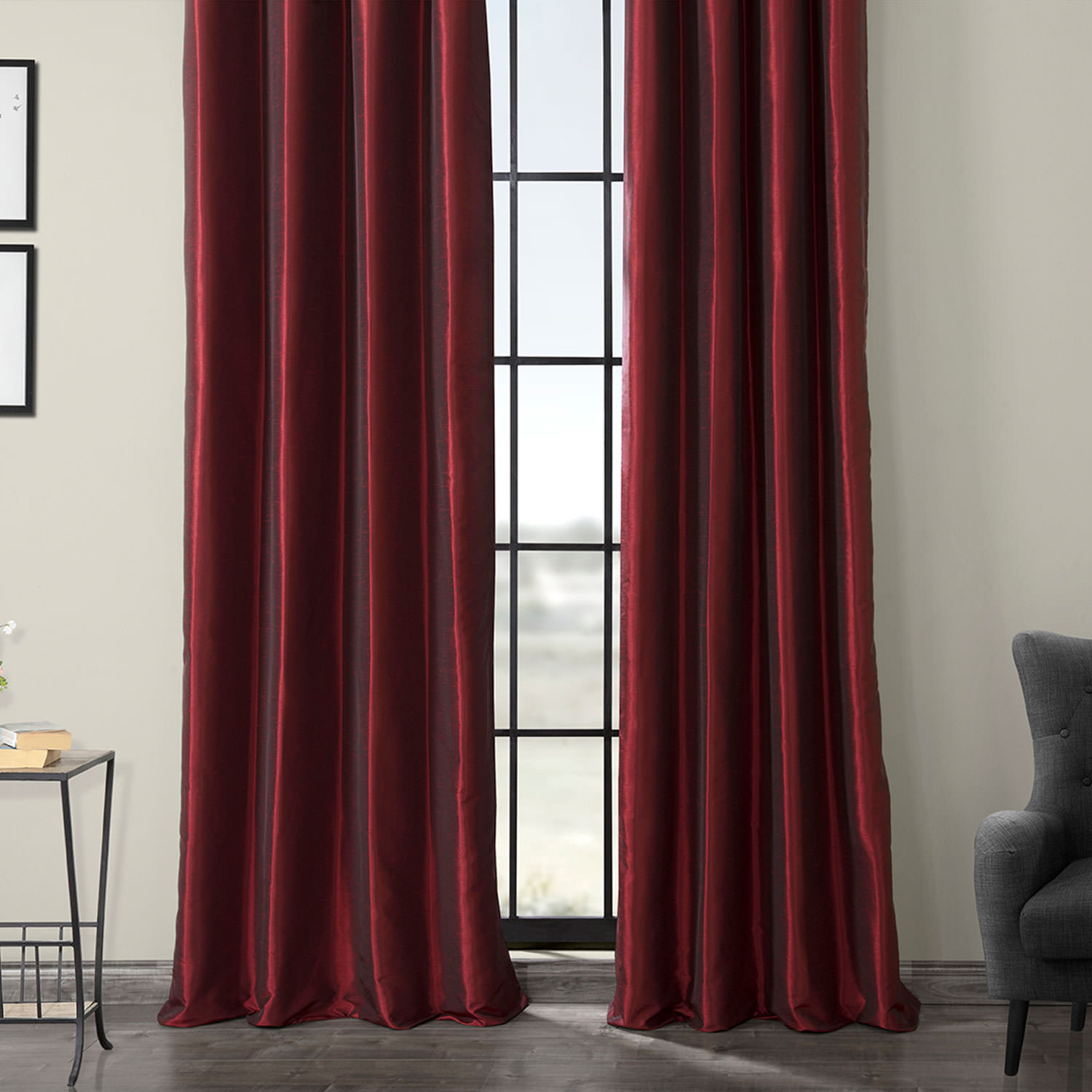 Ruby Grommet Blackout Vintage Textured Faux Dupioni Silk Curtain