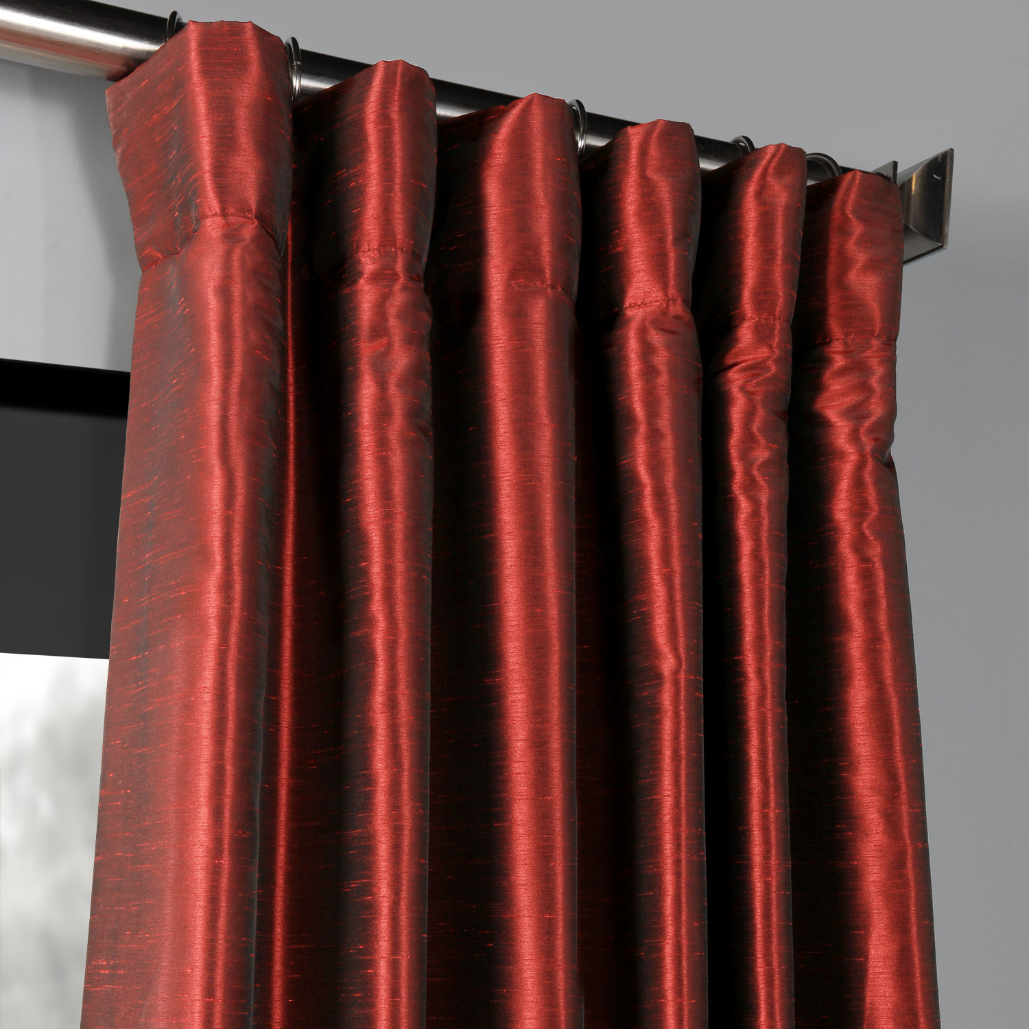 Ruby Blackout Vintage Textured Faux Dupioni Silk Curtain