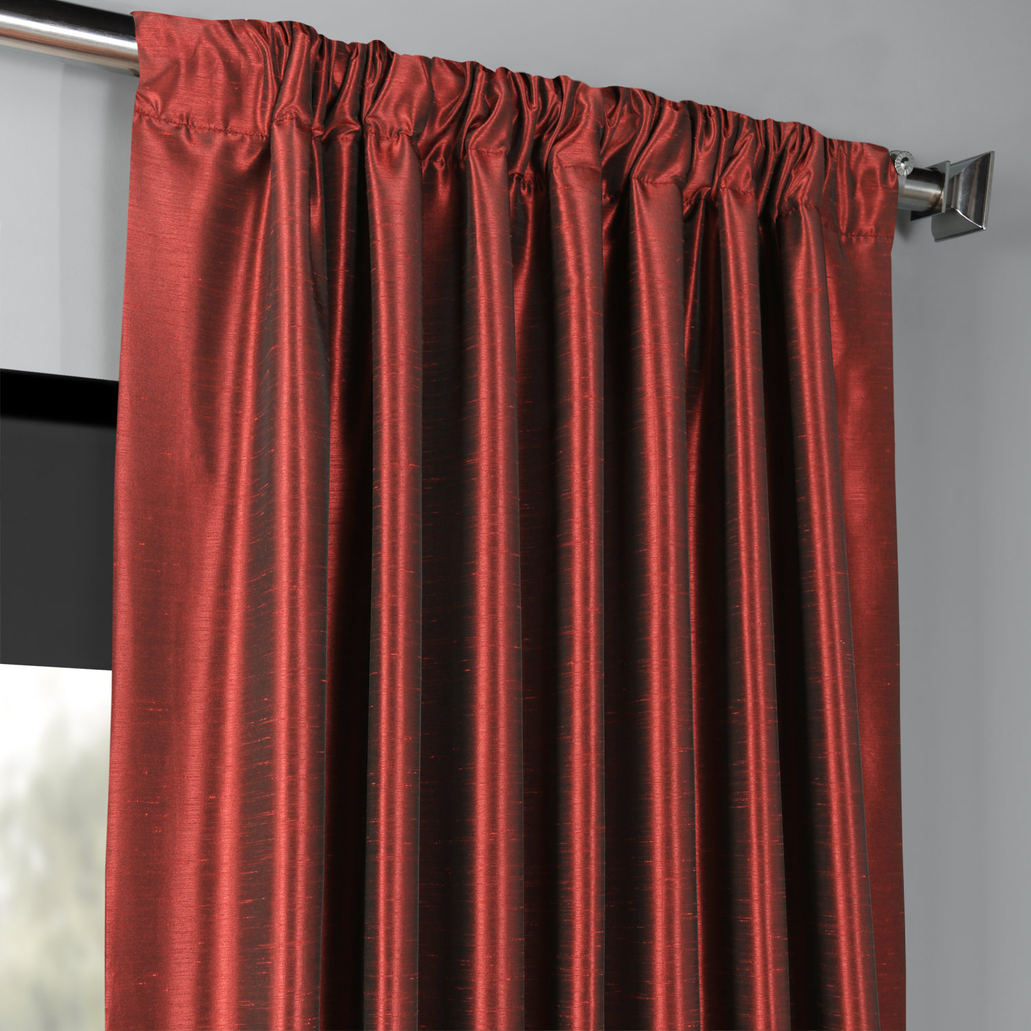 Ruby Blackout Vintage Textured Faux Dupioni Silk Curtain