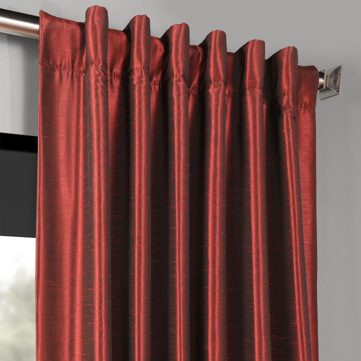 Ruby Blackout Vintage Textured Faux Dupioni Silk Curtain