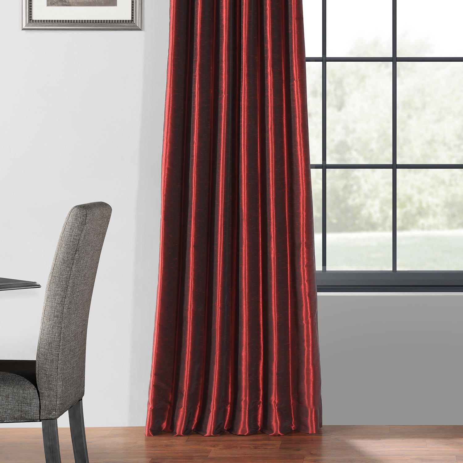 Ruby Blackout Vintage Textured Faux Dupioni Silk Curtain