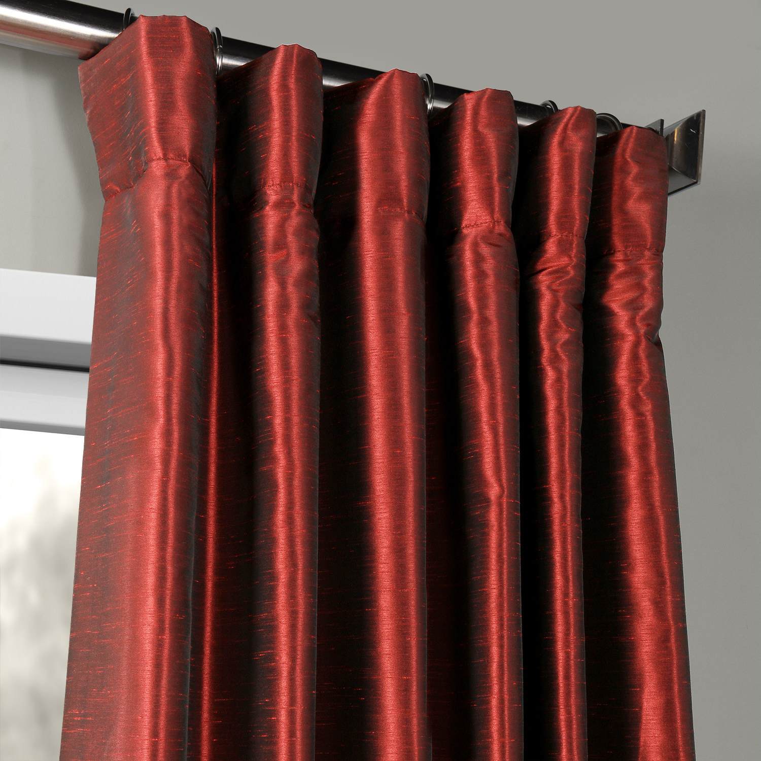 Ruby Vintage Textured Faux Dupioni Silk Curtain