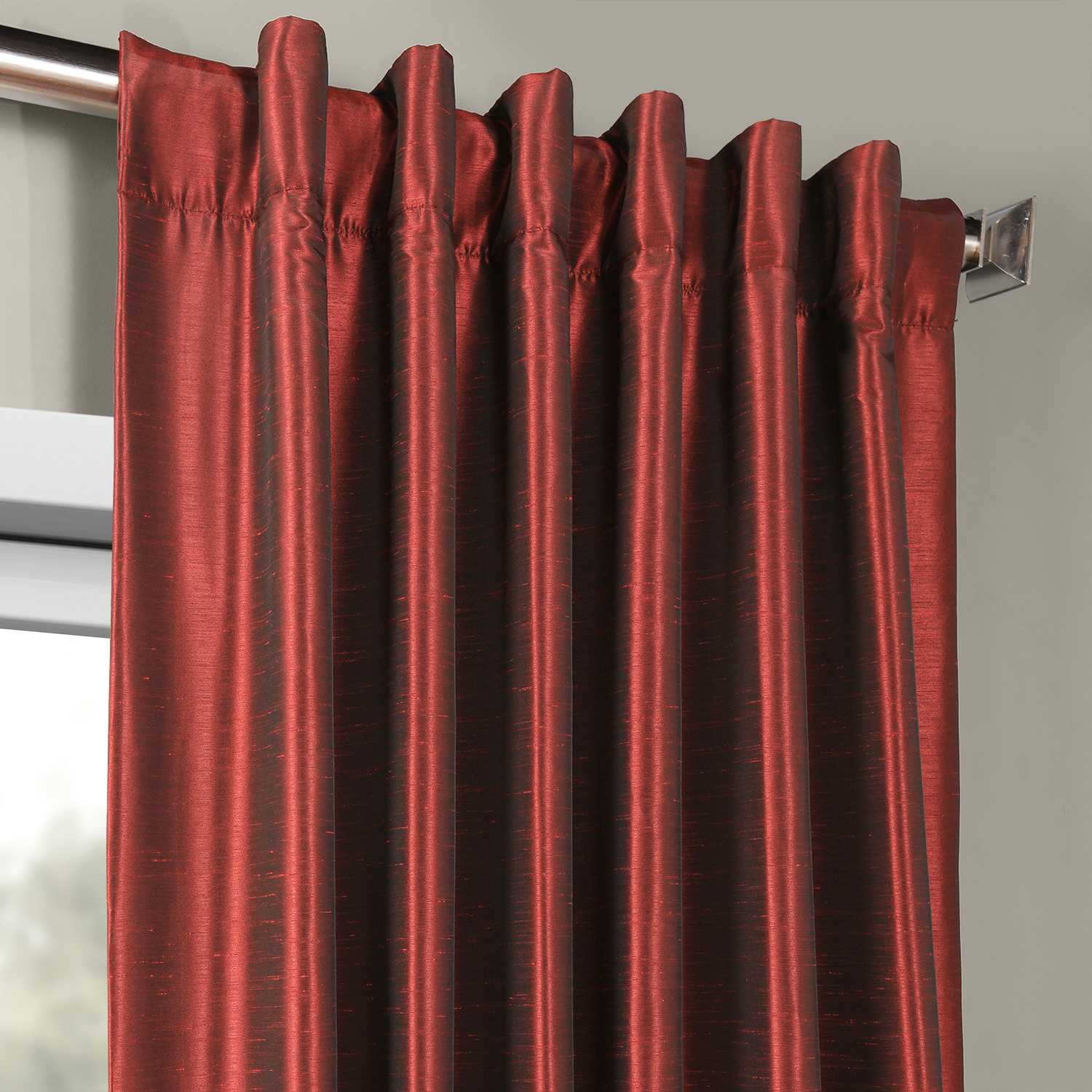 Ruby Vintage Textured Faux Dupioni Silk Curtain