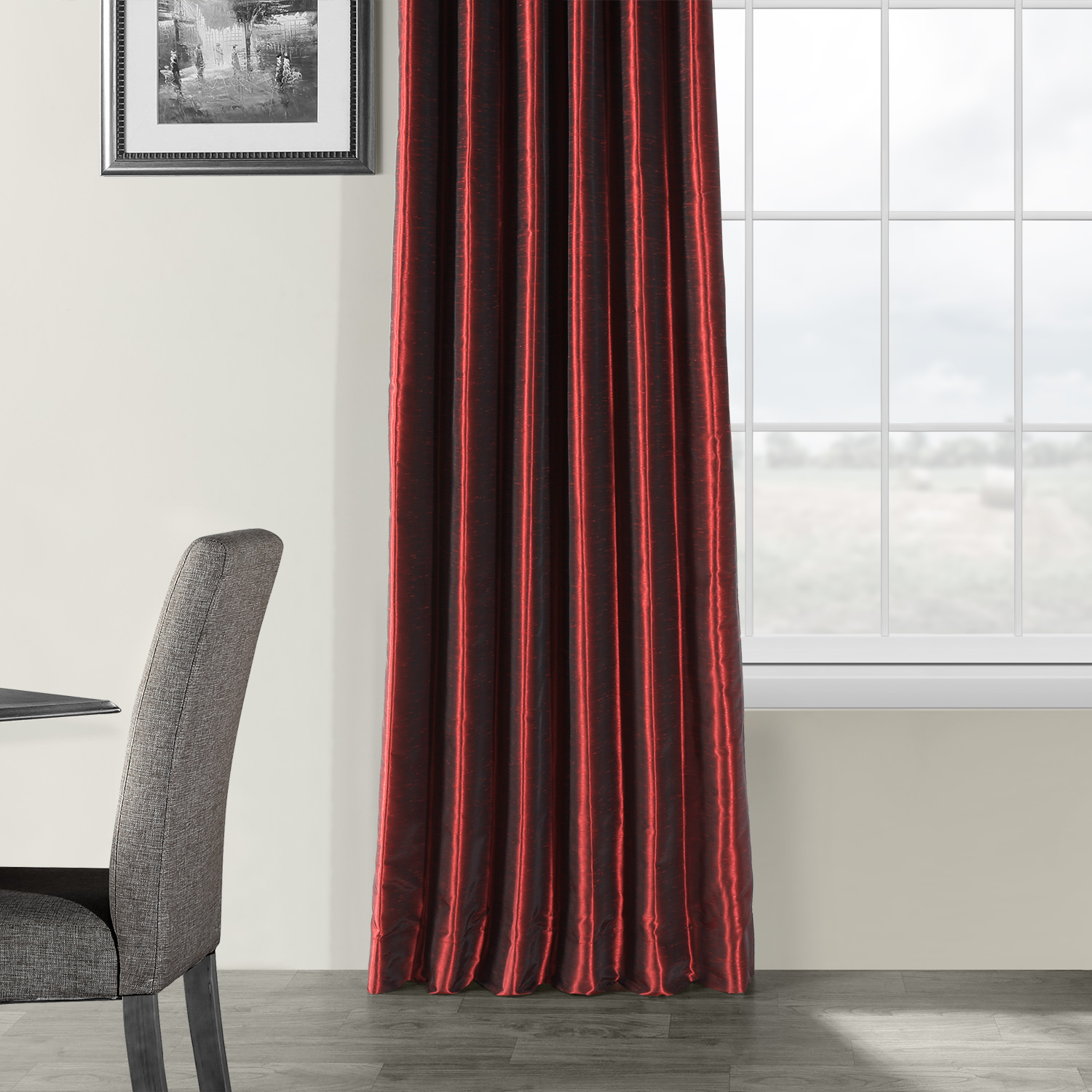 Ruby Vintage Textured Faux Dupioni Silk Curtain