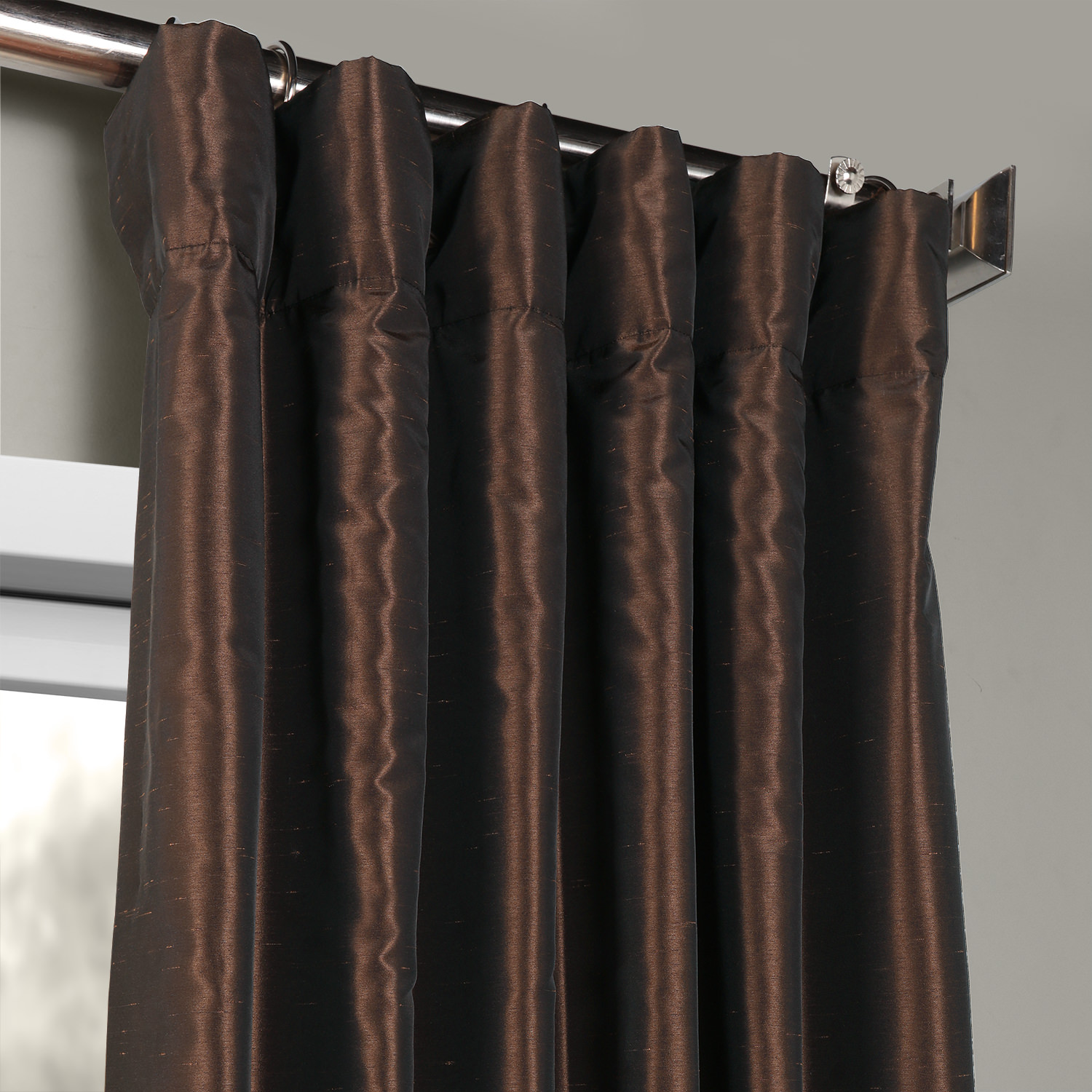 Coffee Bean Vintage Textured Faux Dupioni Silk Curtain