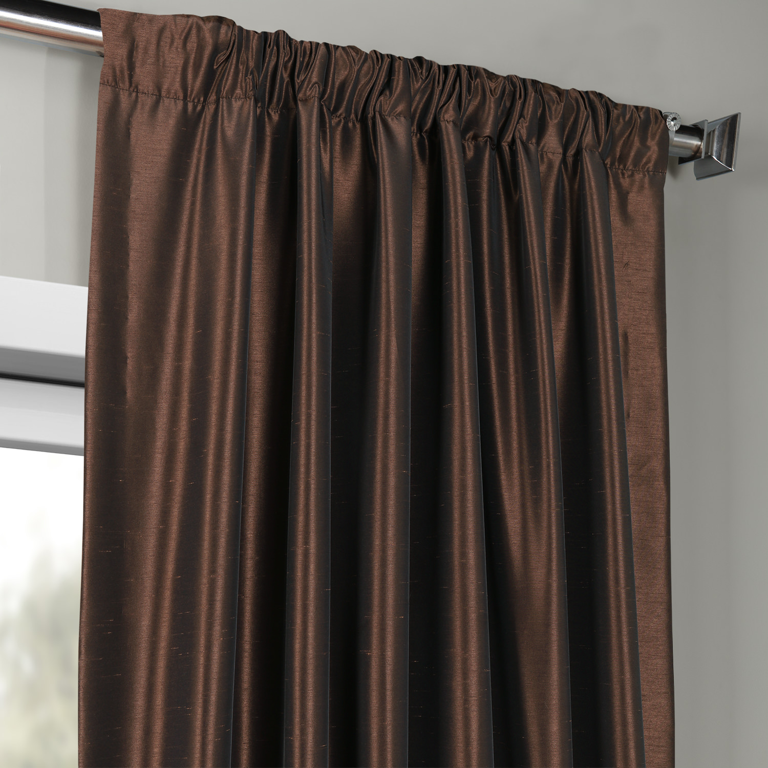 Coffee Bean Vintage Textured Faux Dupioni Silk Curtain