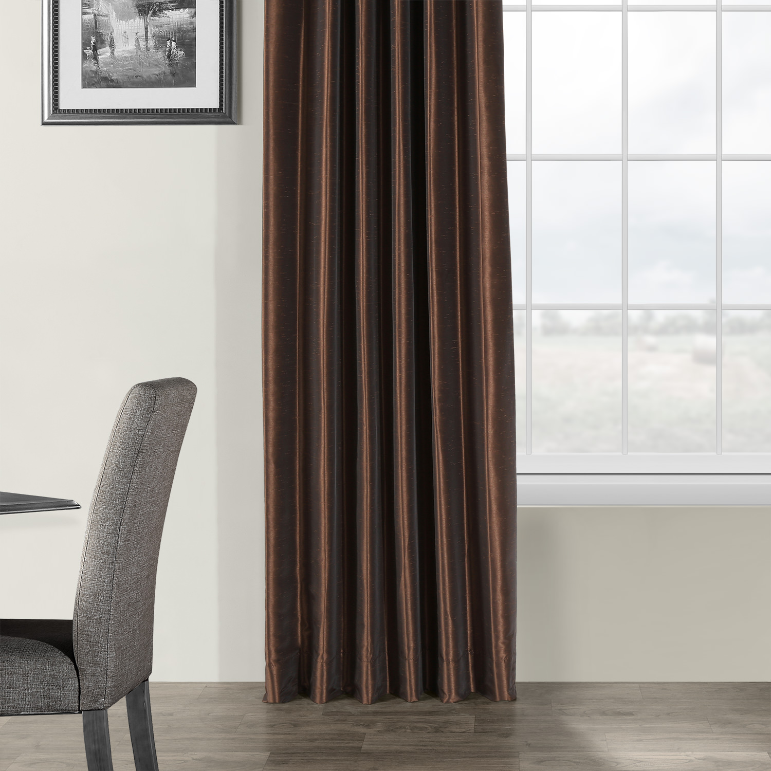 Coffee Bean Vintage Textured Faux Dupioni Silk Curtain