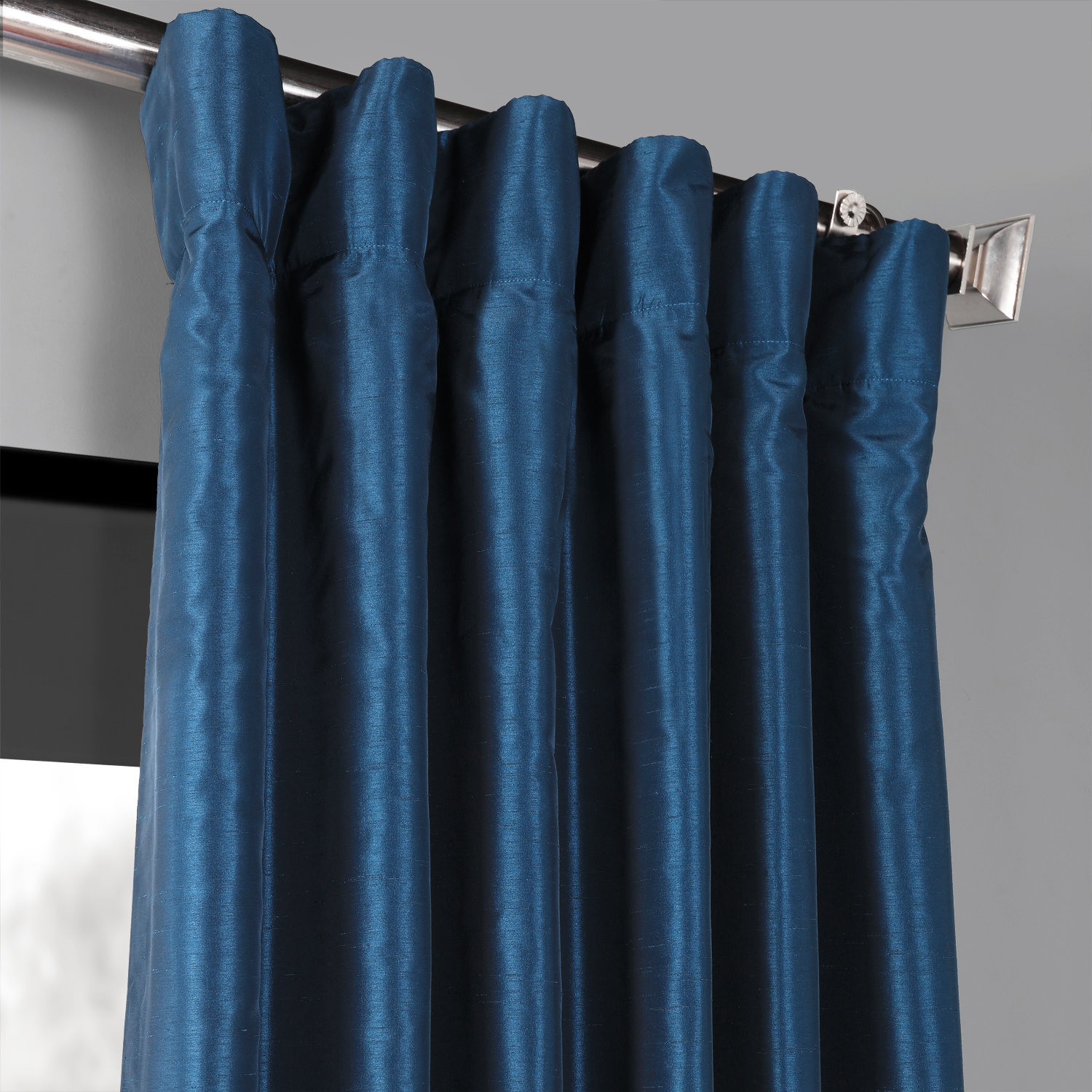 Captain's Blue Blackout Vintage Textured Faux Dupioni Silk Curtain