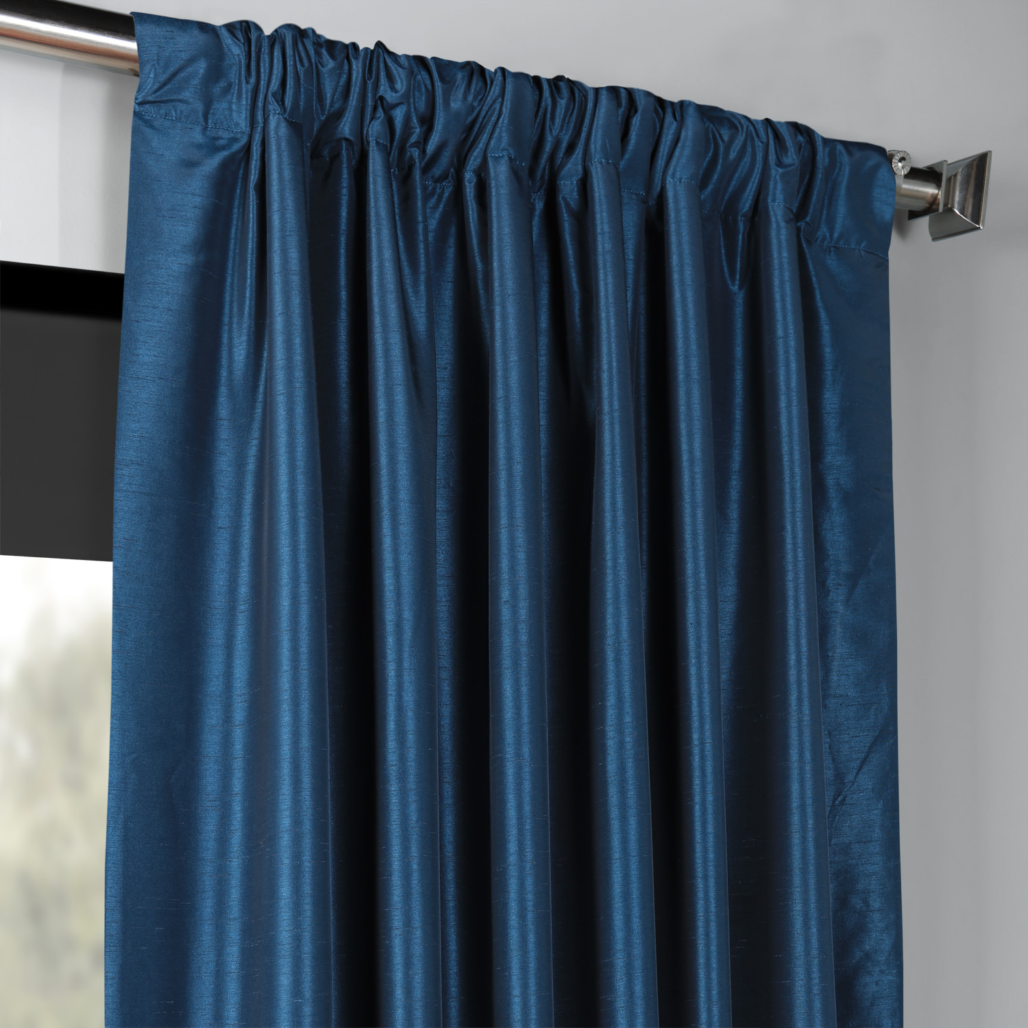 Captain's Blue Blackout Vintage Textured Faux Dupioni Silk Curtain