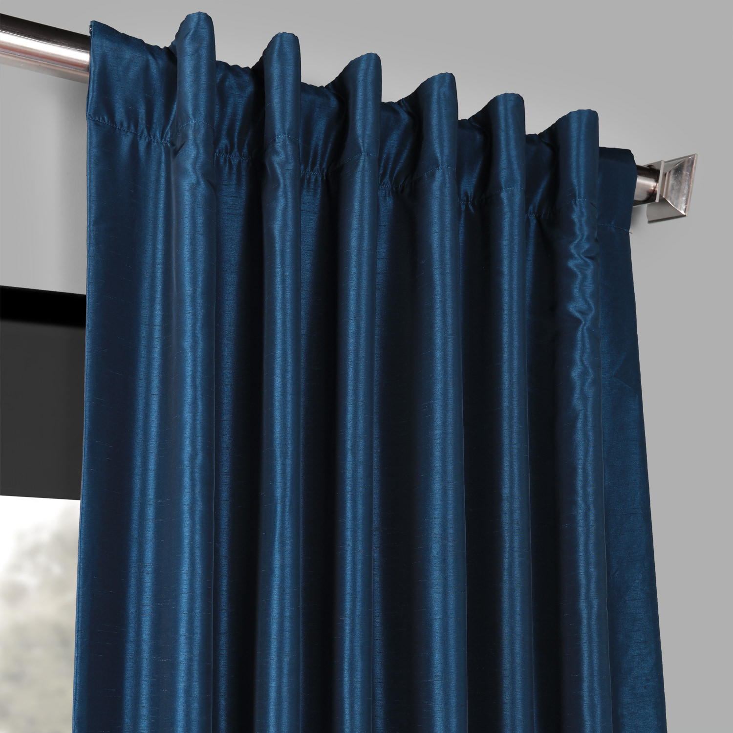 Captain's Blue Blackout Vintage Textured Faux Dupioni Silk Curtain