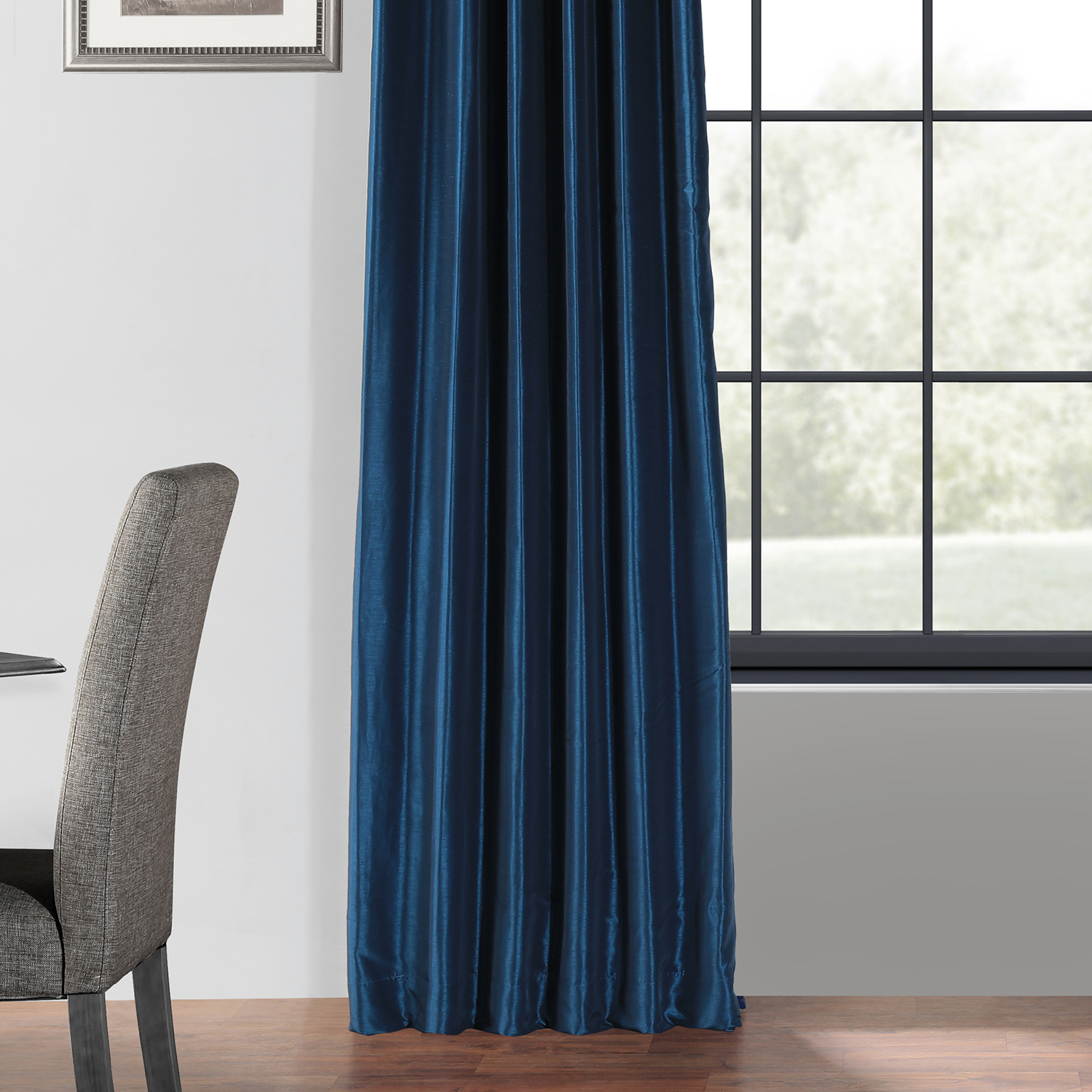 Captain's Blue Blackout Vintage Textured Faux Dupioni Silk Curtain