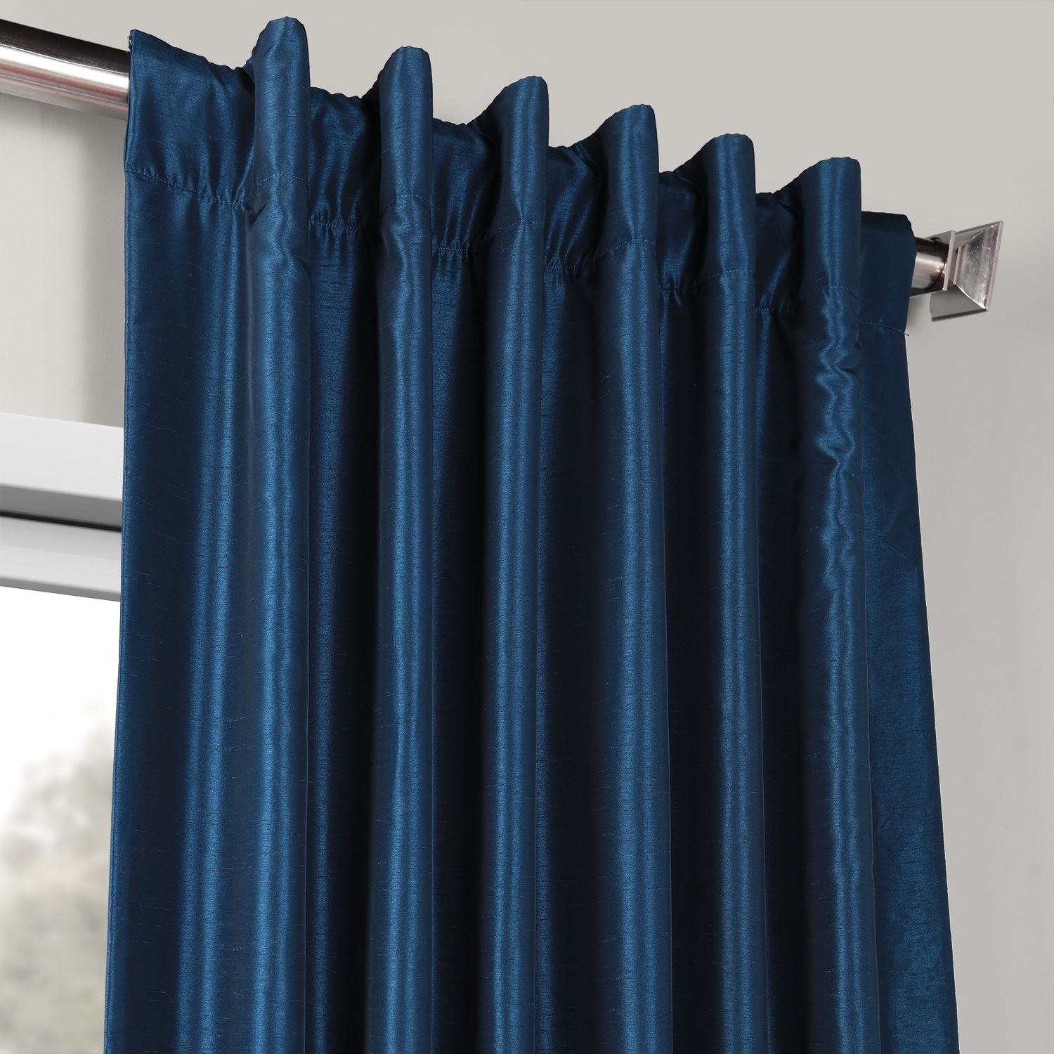 Captain's Blue Vintage Textured Faux Dupioni Silk Curtain