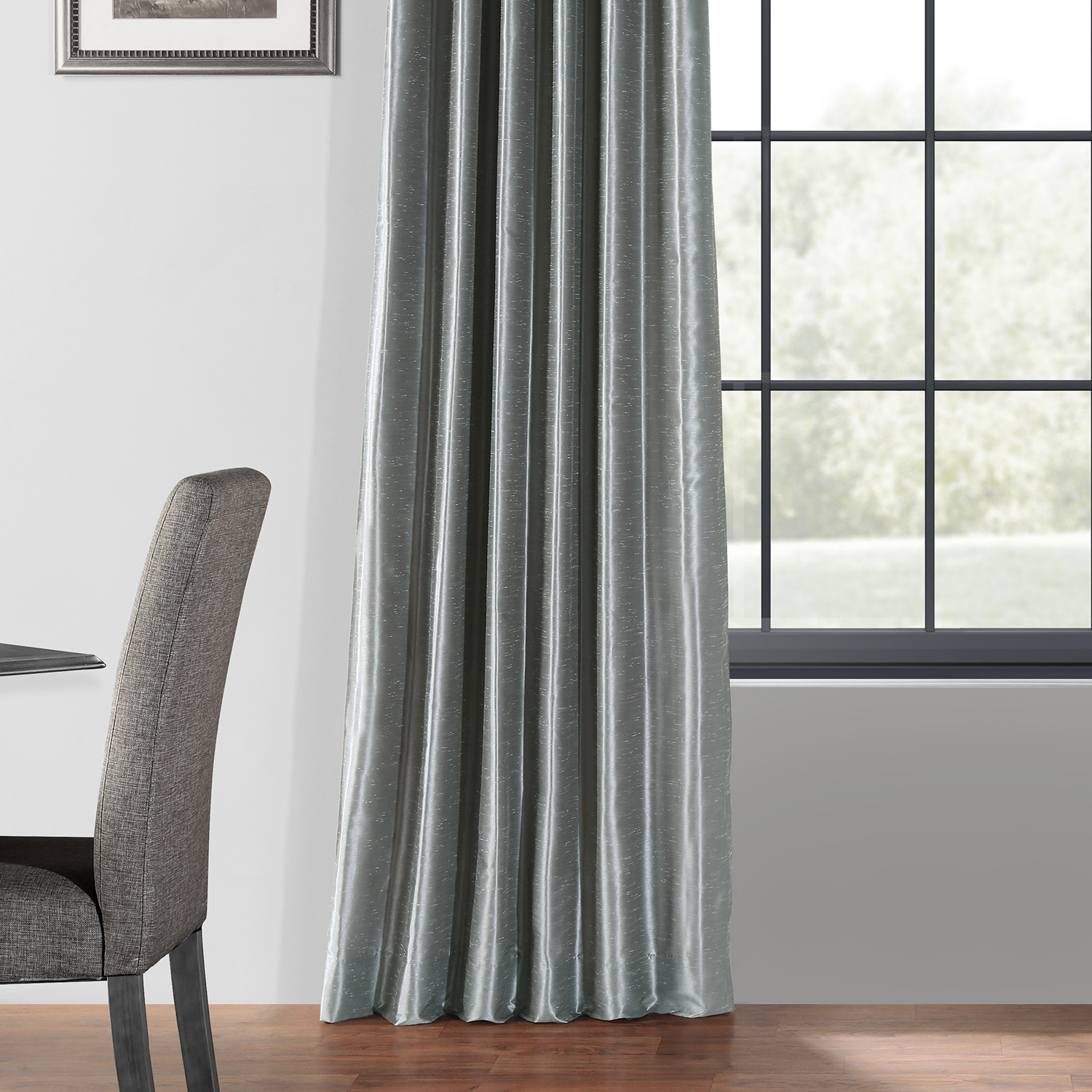 Storm Grey Blackout Vintage Textured Faux Dupioni Curtain