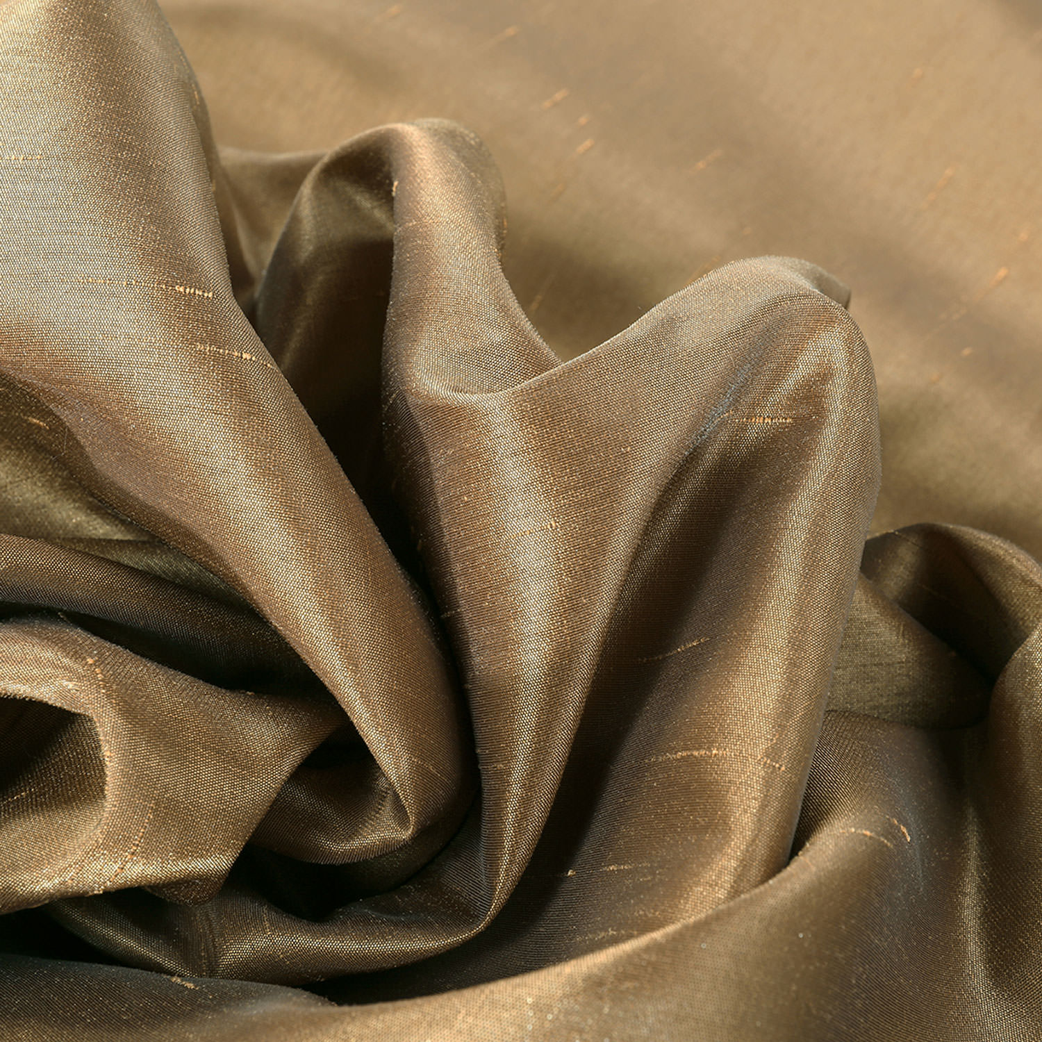 Flax Gold Grommet Blackout Vintage Textured Faux Dupioni Silk Curtain