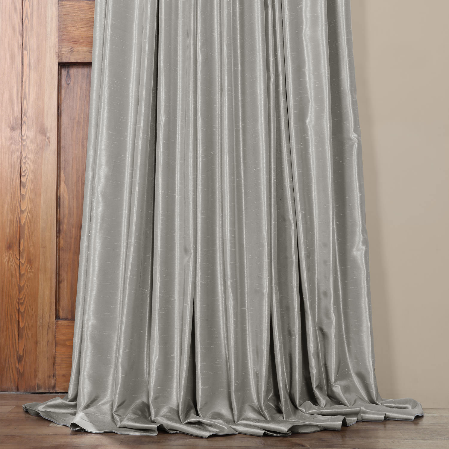 Silver Blackout Extra Wide Vintage Textured Faux Dupioni Curtain