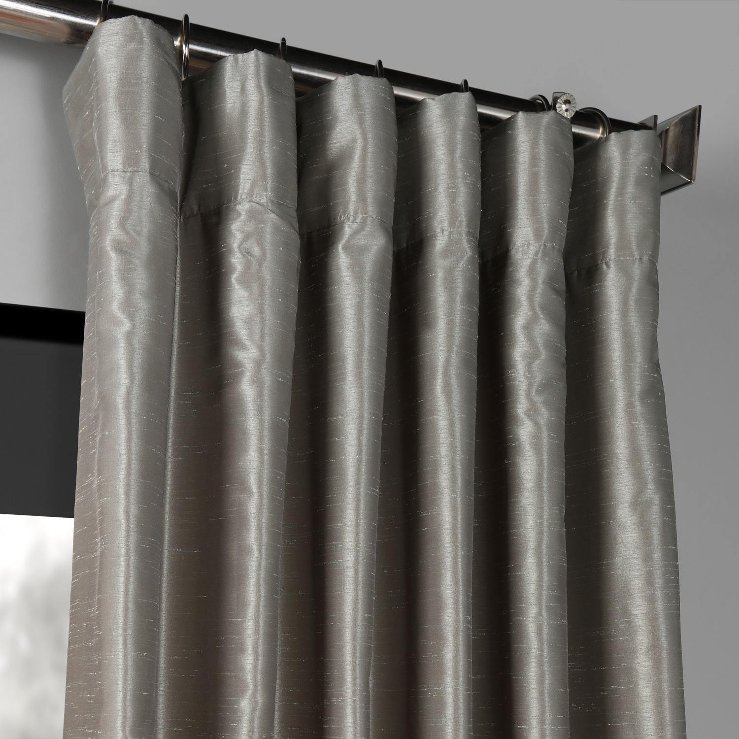 Silver Blackout Vintage Textured Faux Dupioni Curtain