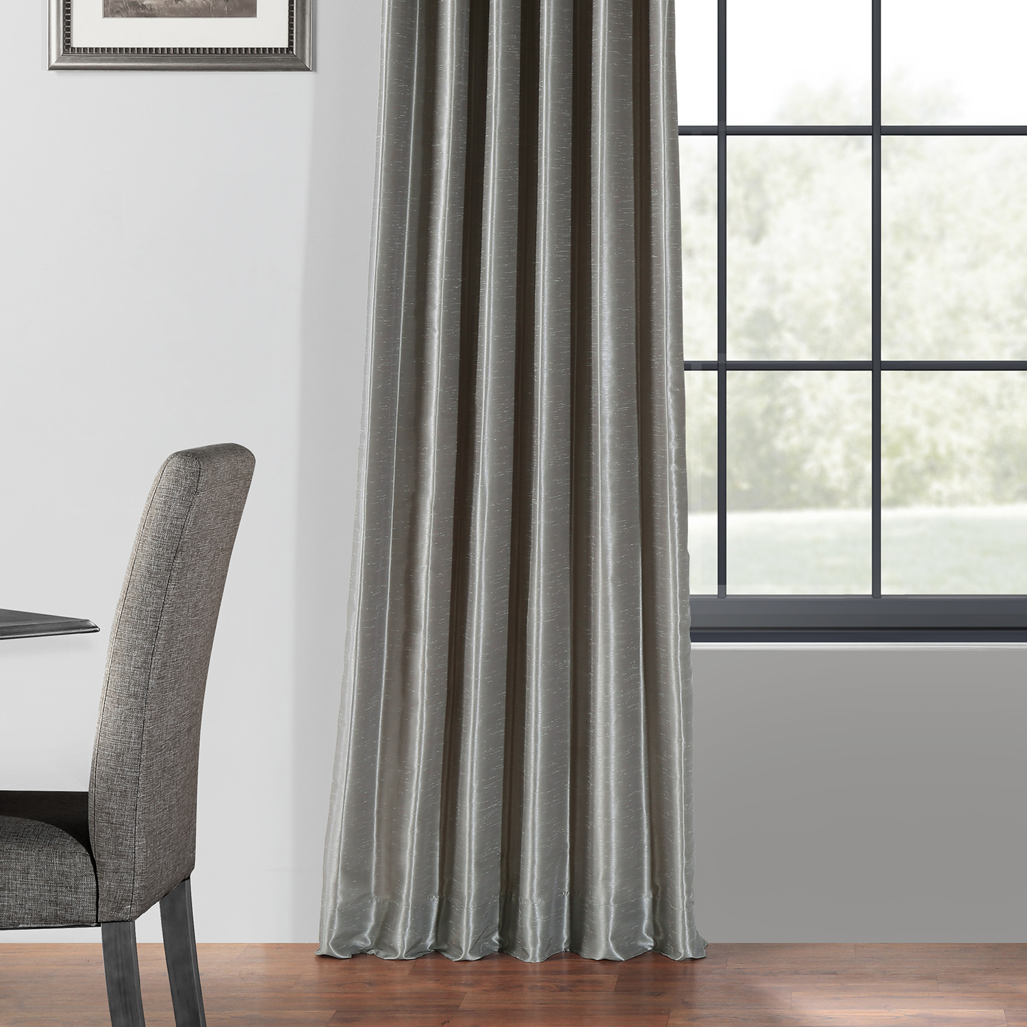 Silver Blackout Vintage Textured Faux Dupioni Curtain