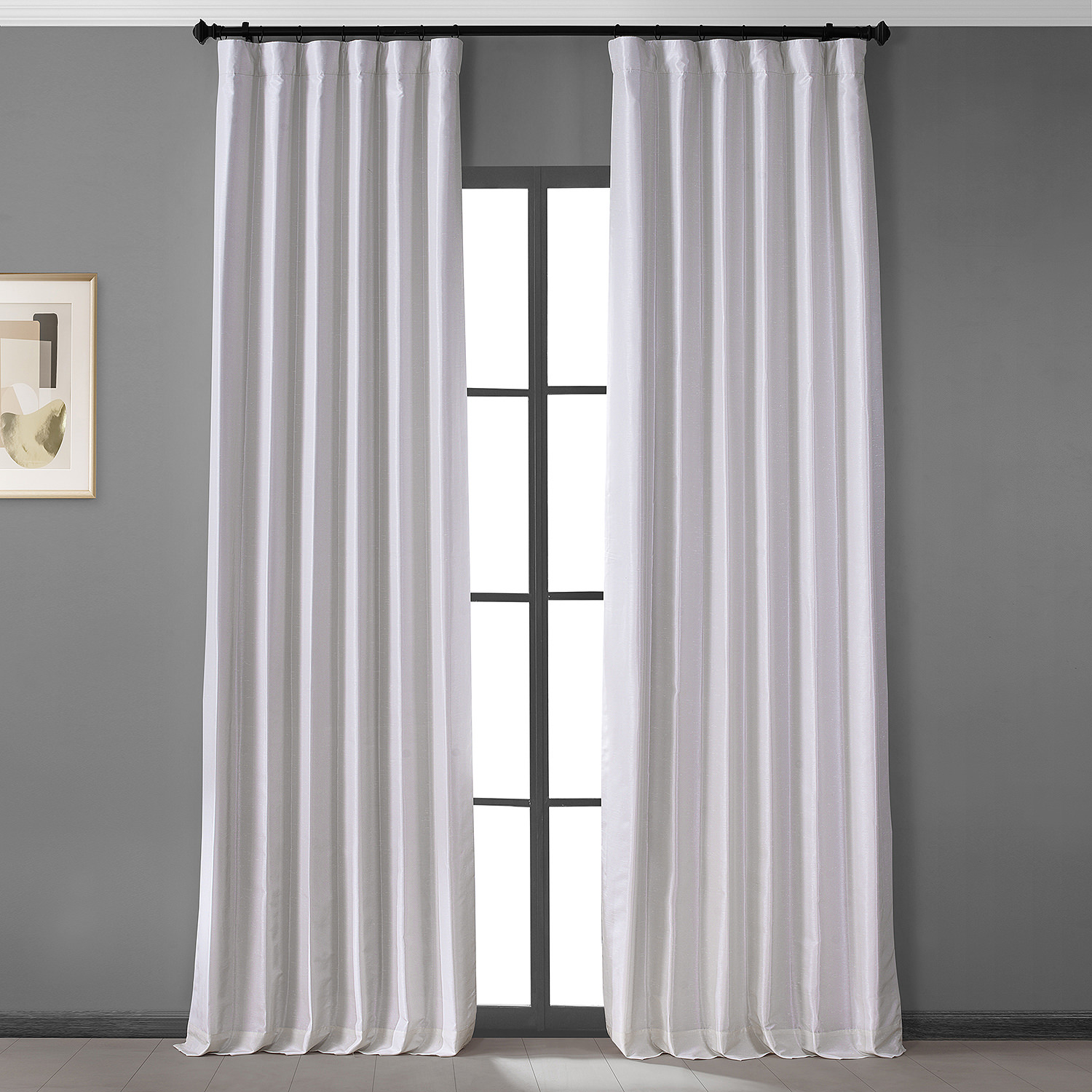 Sassy White Vintage Dupioni Hotel Blackout Curtain