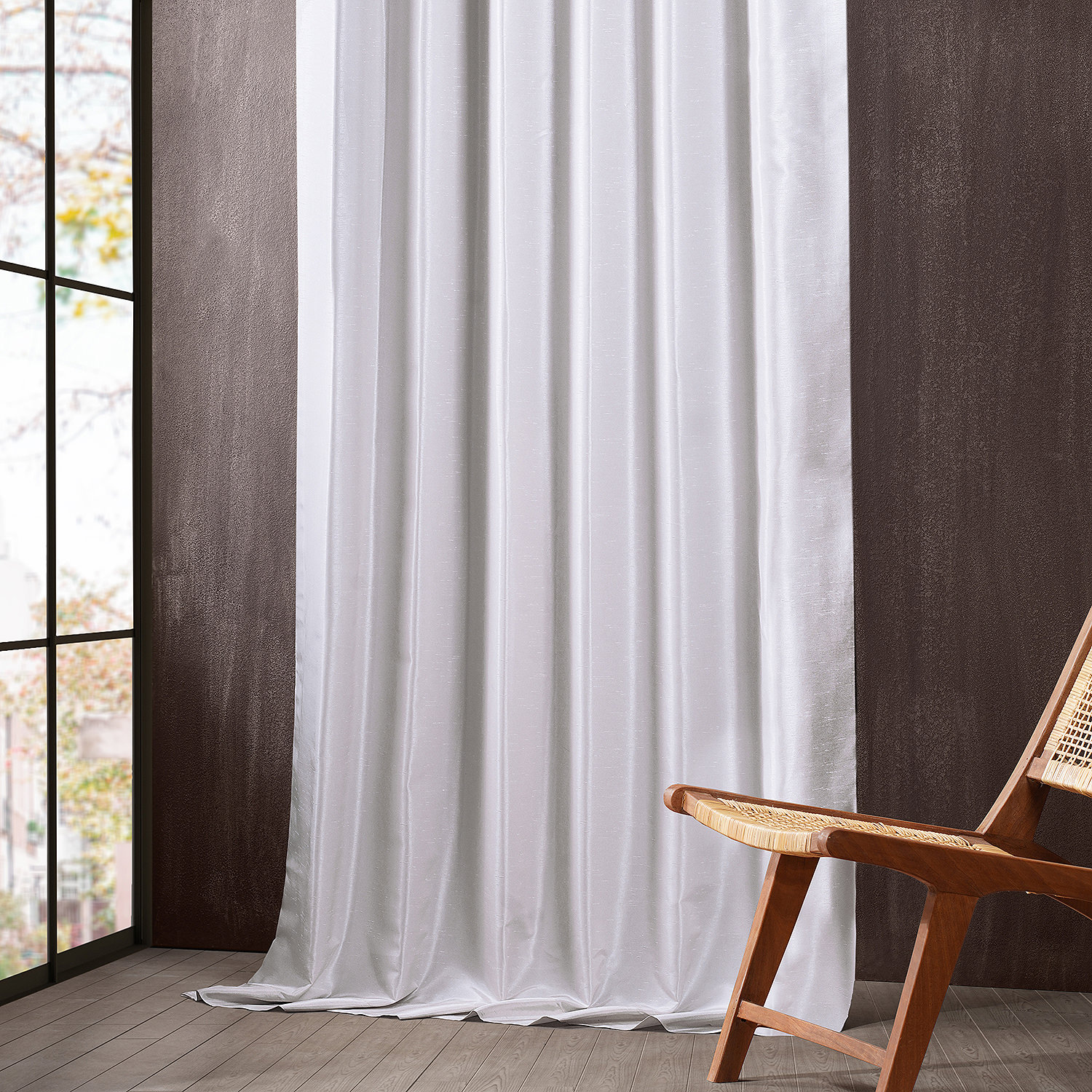 Sassy White Vintage Dupioni Hotel Blackout Curtain