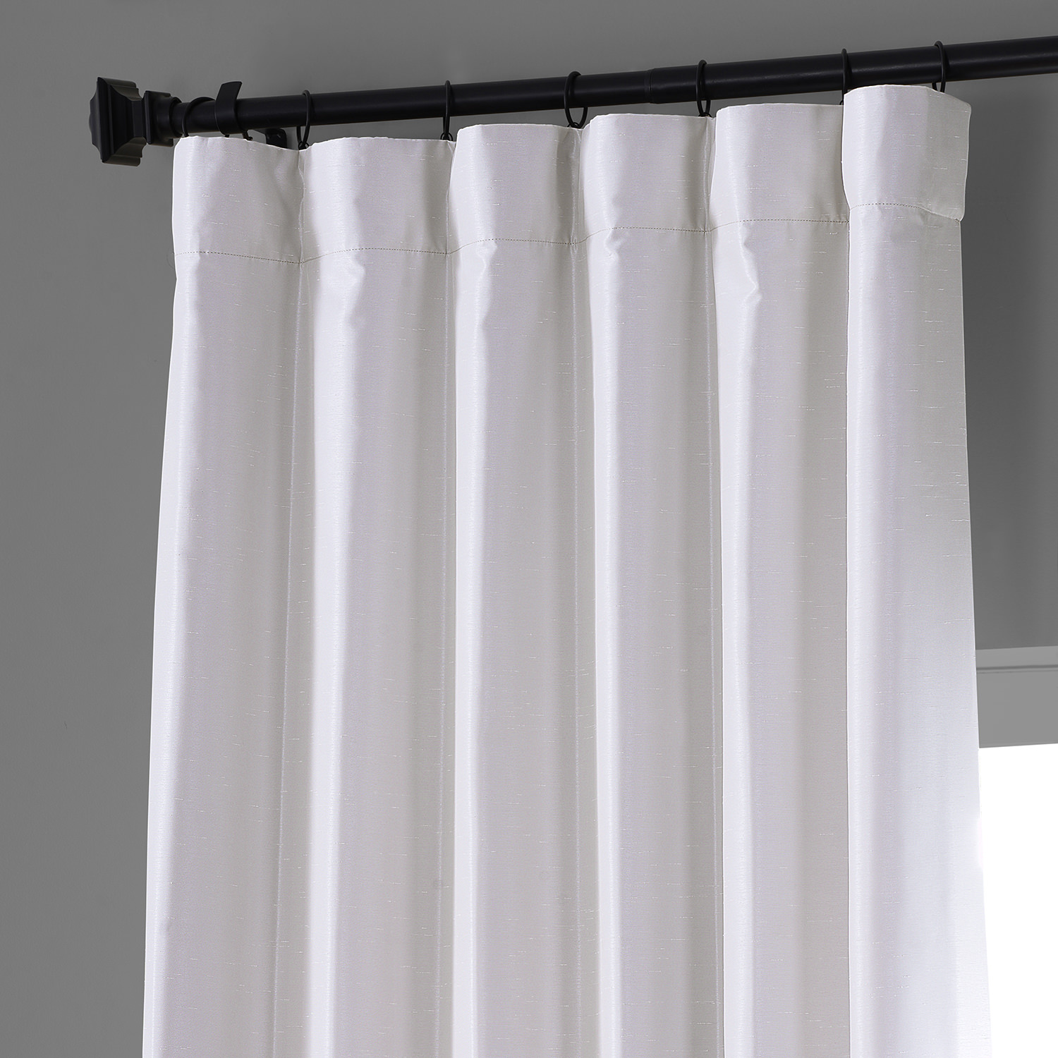 Sassy White Vintage Dupioni Hotel Blackout Curtain