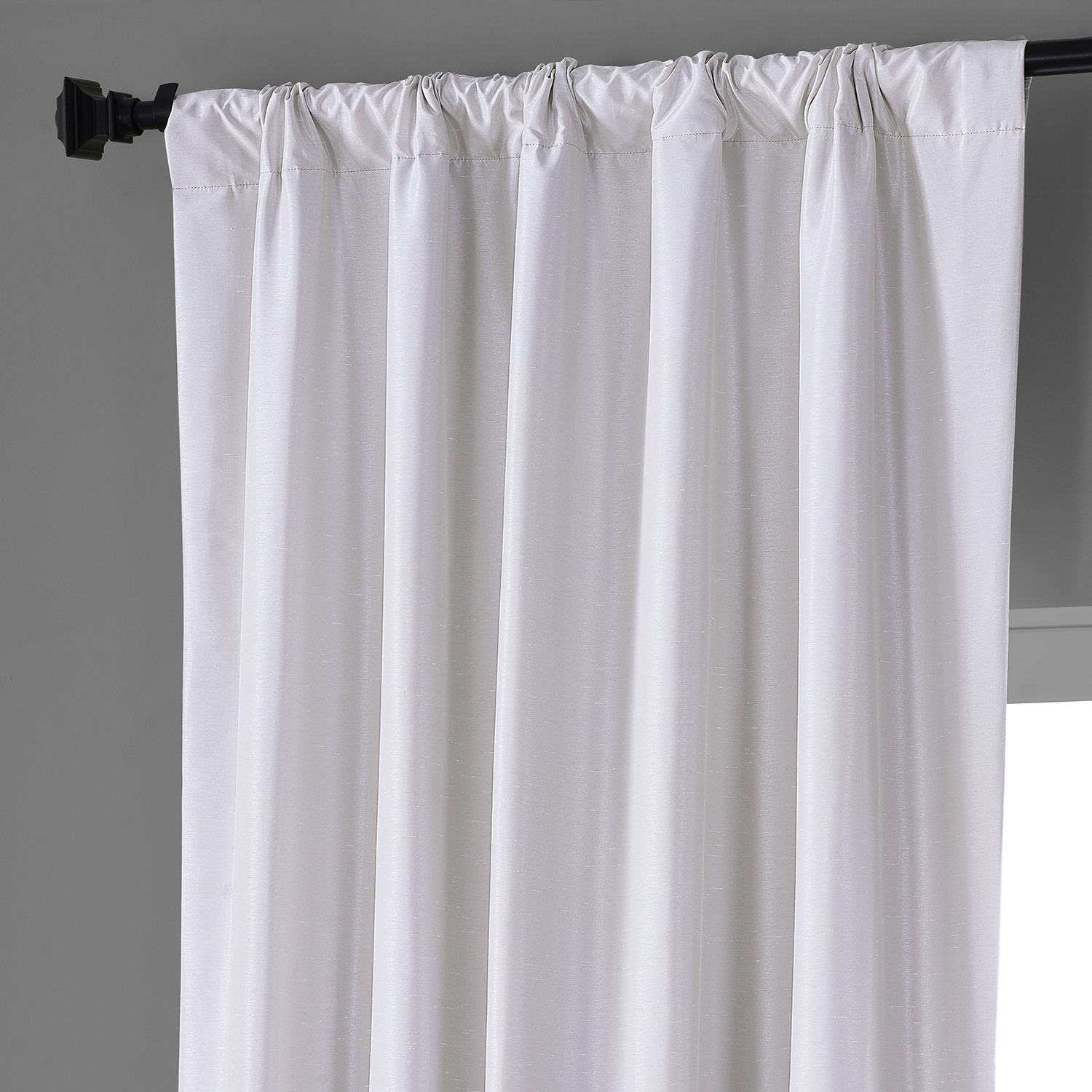 Sassy White Vintage Dupioni Hotel Blackout Curtain