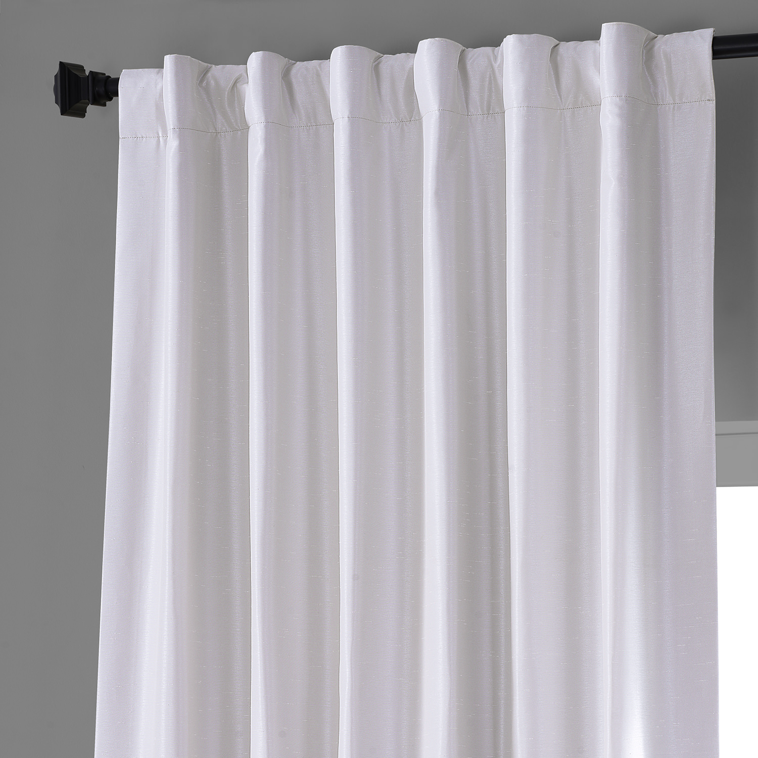 Sassy White Vintage Dupioni Hotel Blackout Curtain