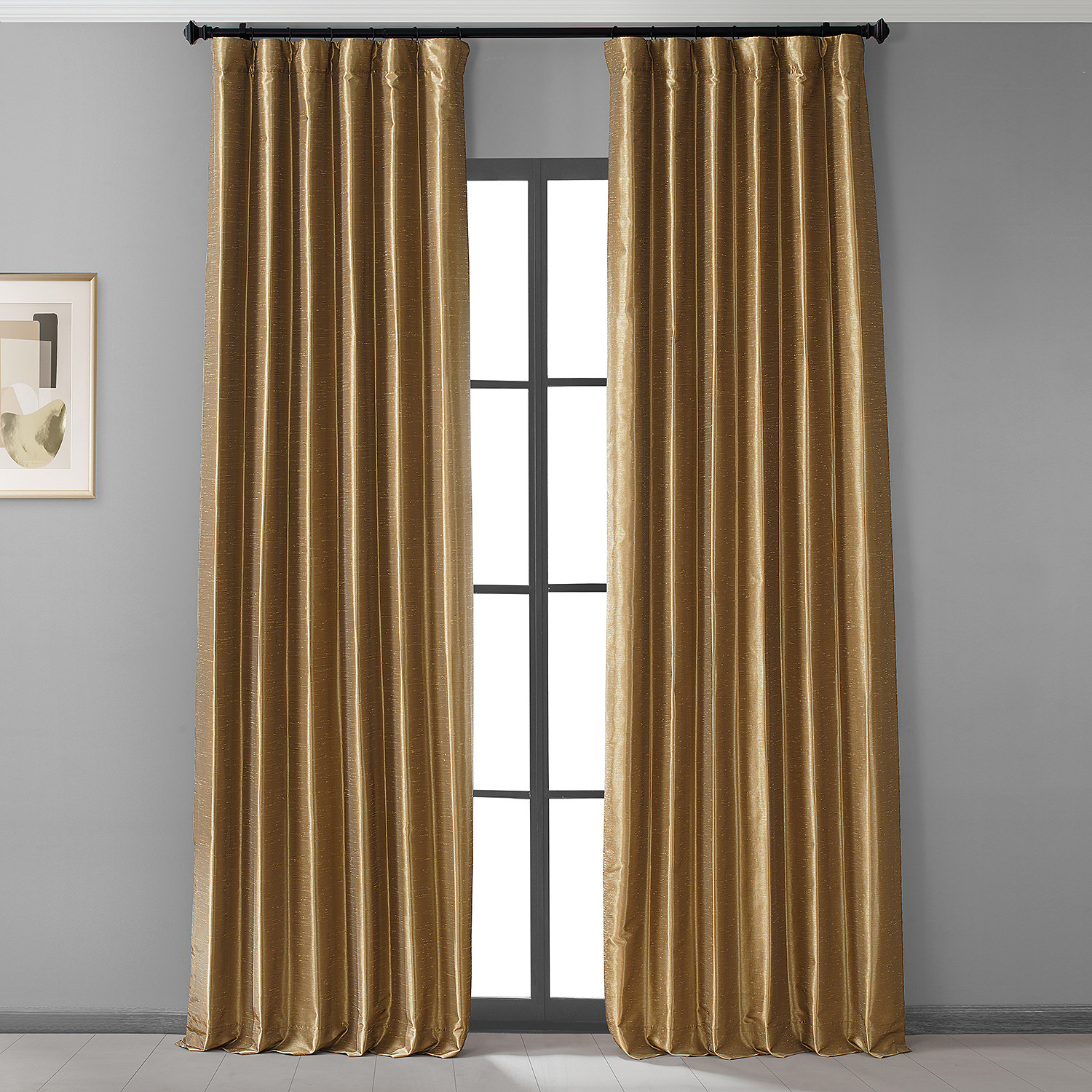 Charming Gold Vintage Dupioni Hotel Blackout Curtain