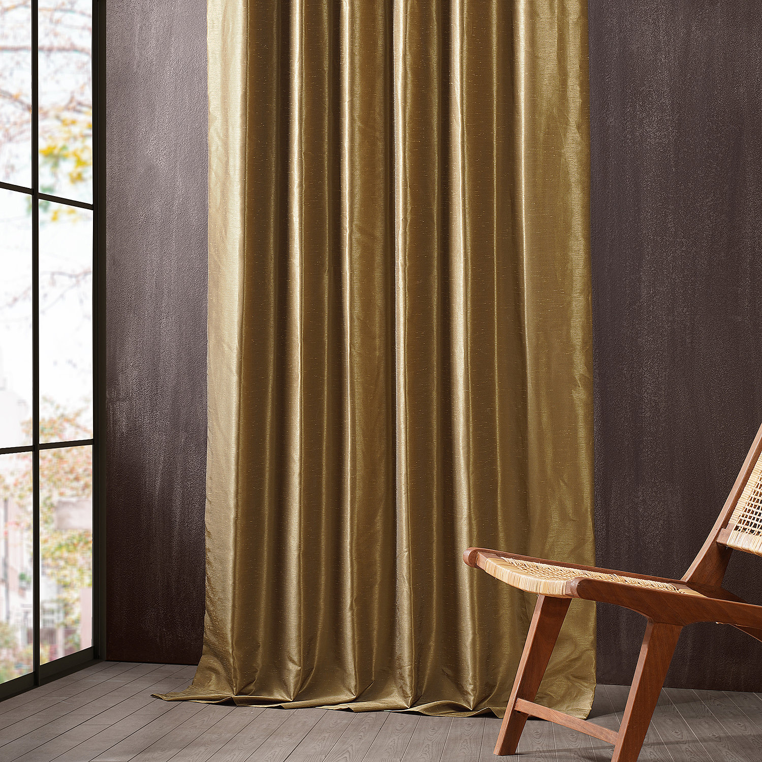 Charming Gold Vintage Dupioni Hotel Blackout Curtain