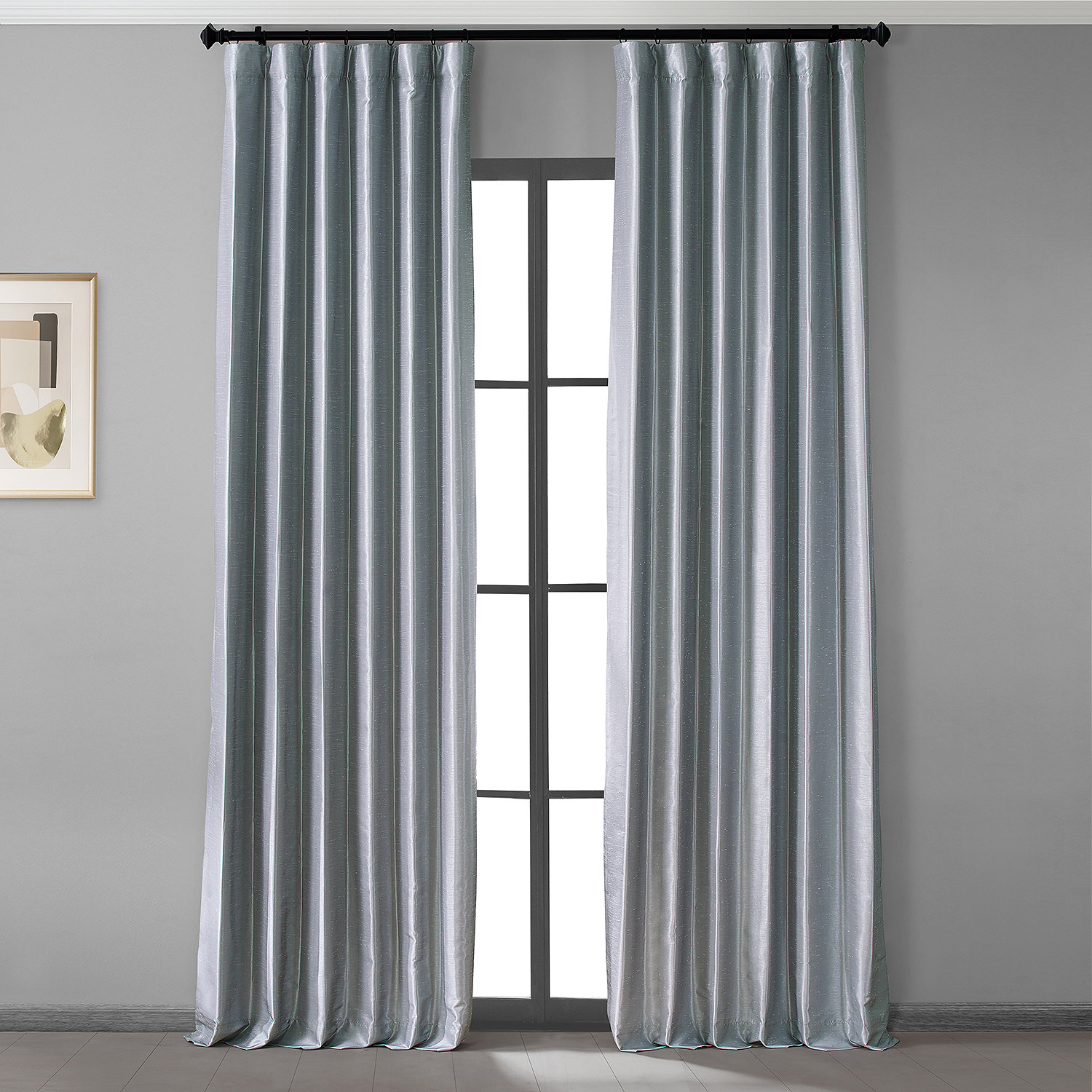 Simply Silver Vintage Dupioni Hotel Blackout Curtain