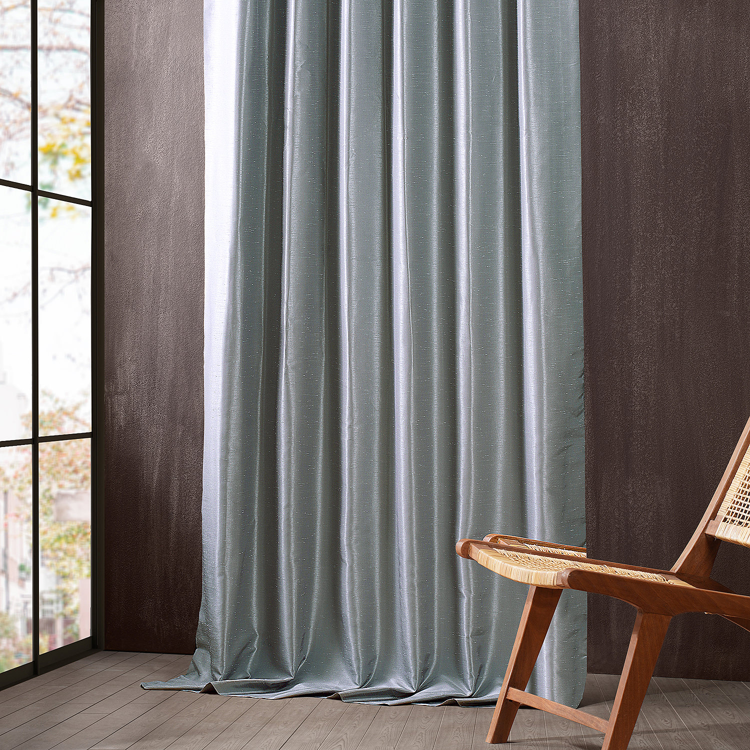 Simply Silver Vintage Dupioni Hotel Blackout Curtain