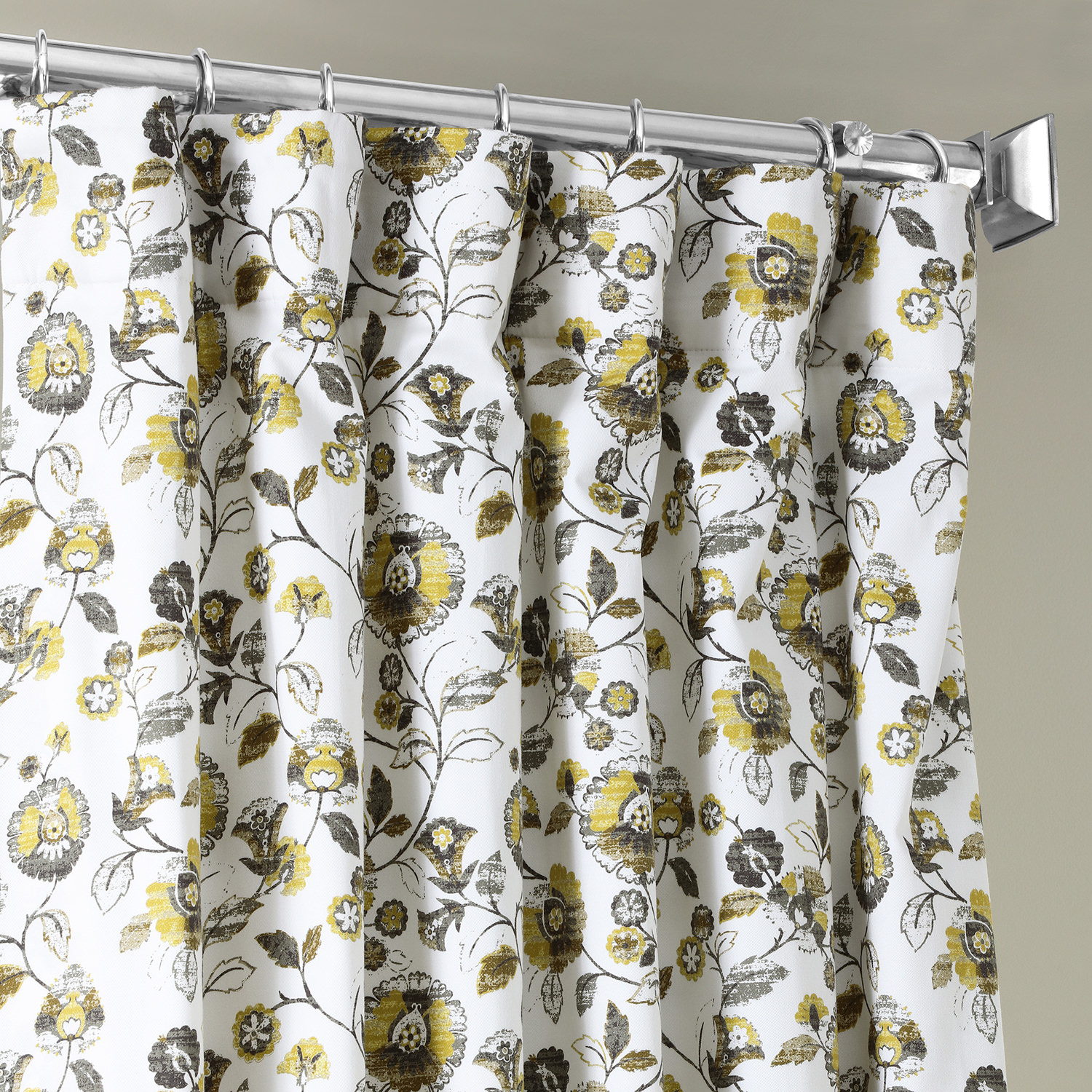 Madison Gold and Grey Digital Printed Cotton Twill Curtain