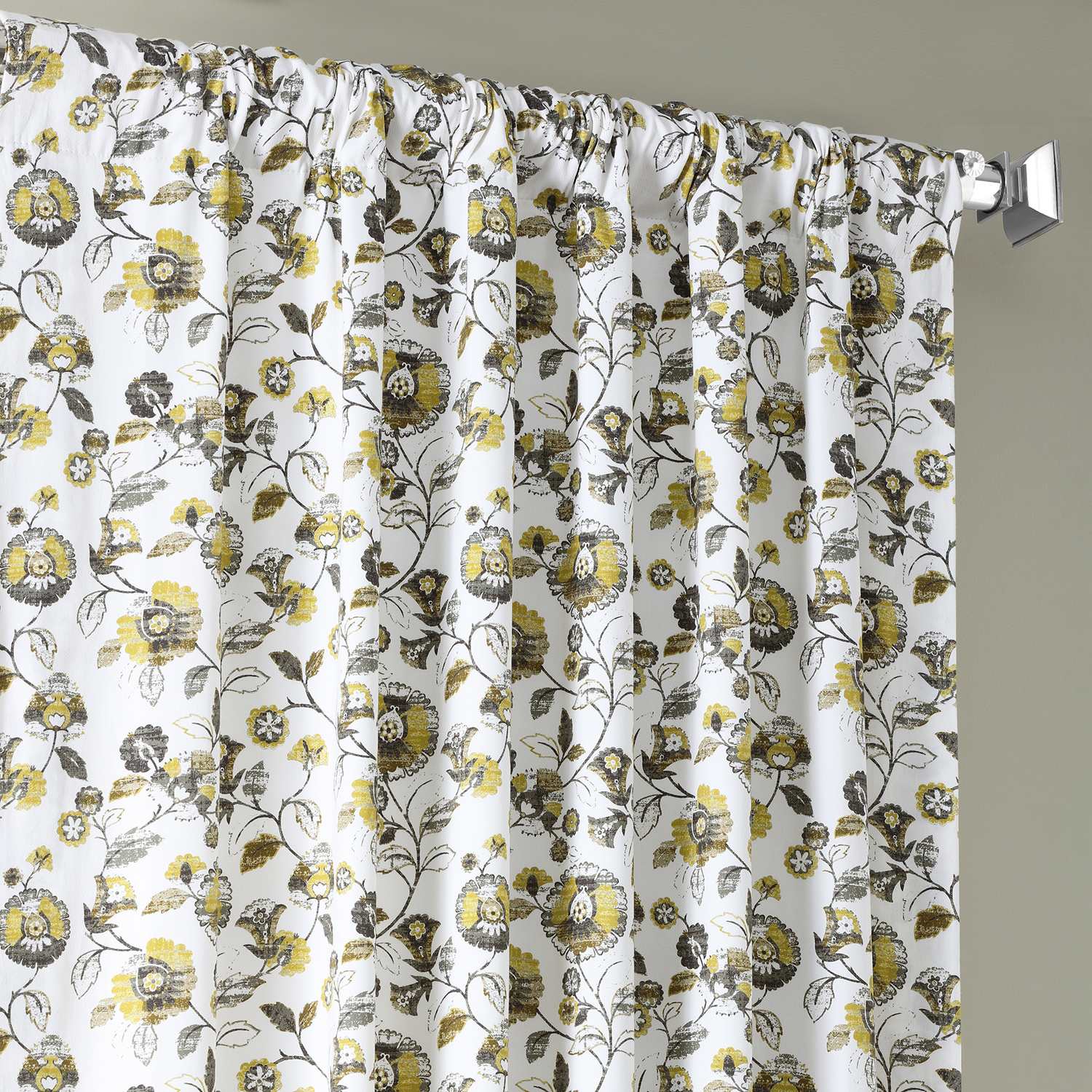 Madison Gold and Grey Digital Printed Cotton Twill Curtain