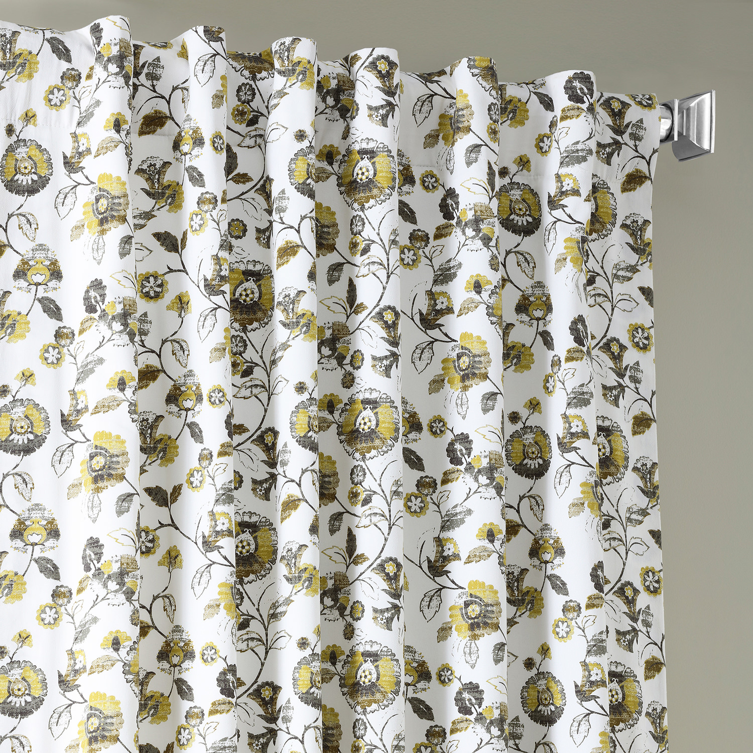 Madison Gold and Grey Digital Printed Cotton Twill Curtain