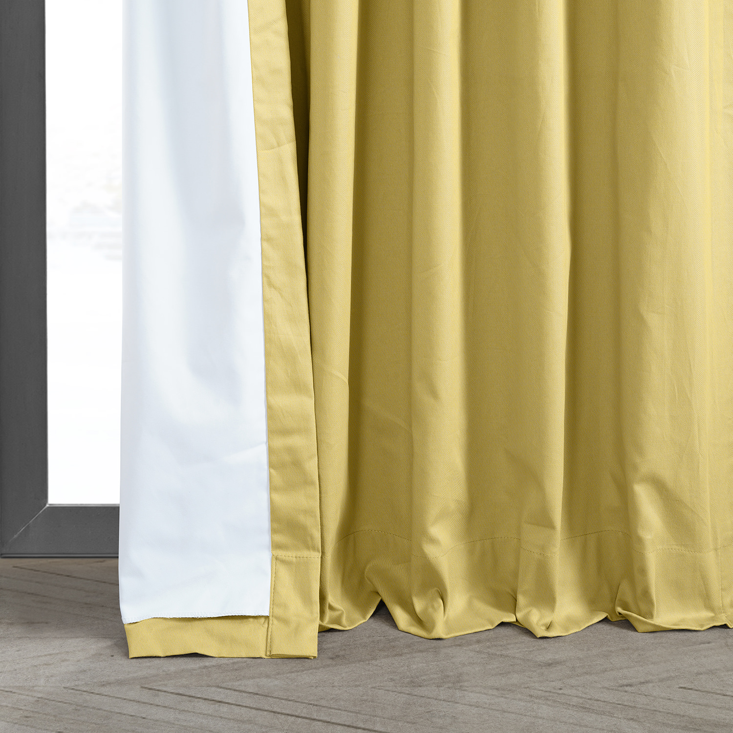 Light Ochre Solid Cotton Blackout Curtain