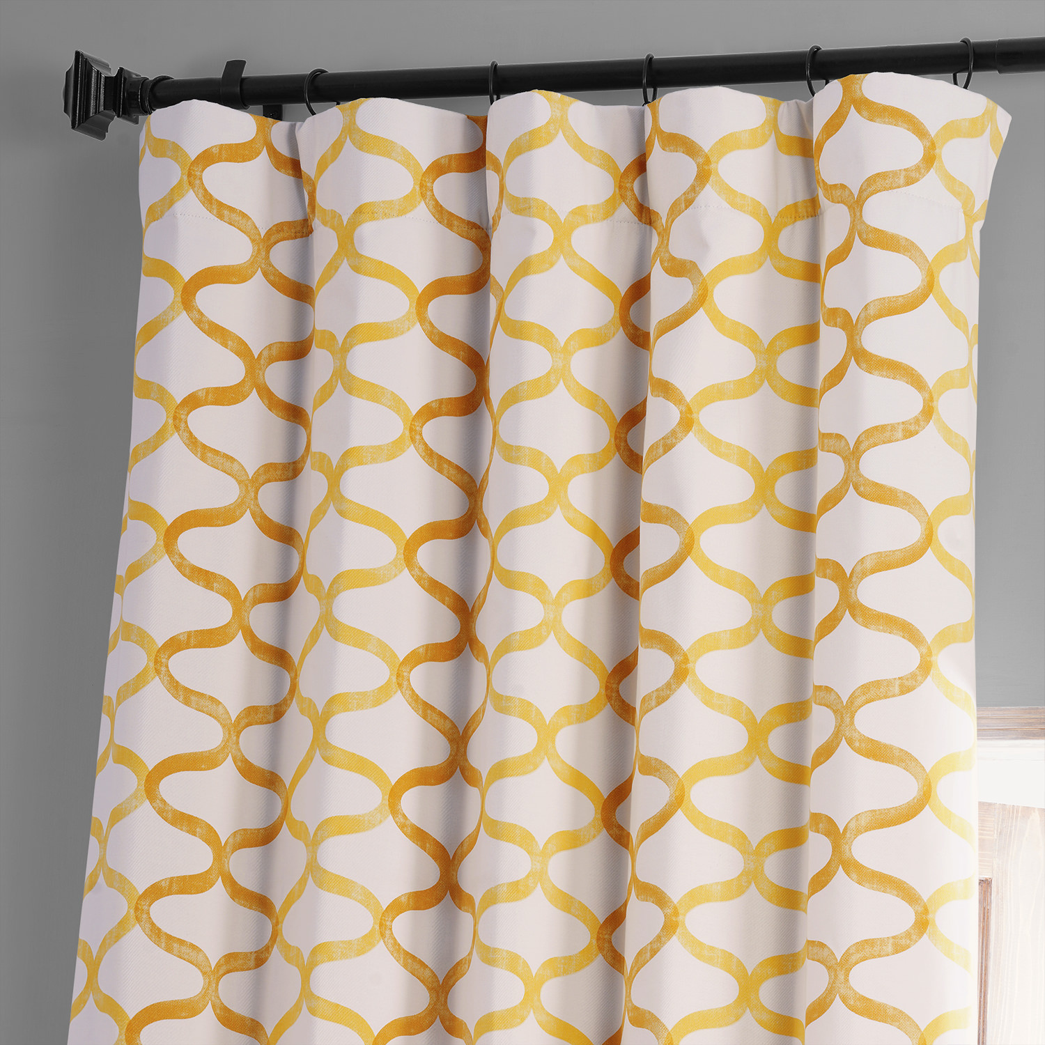 Illusions Yellow Printed Cotton Hotel Blackout Curtain