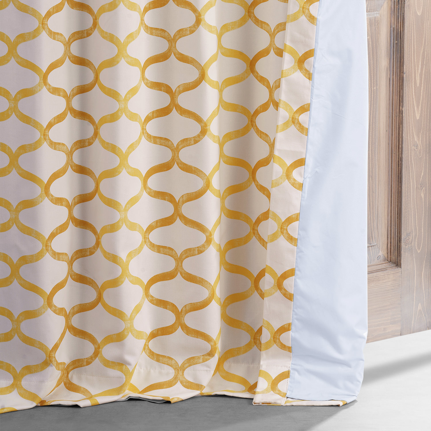 Illusions Yellow Printed Cotton Hotel Blackout Curtain